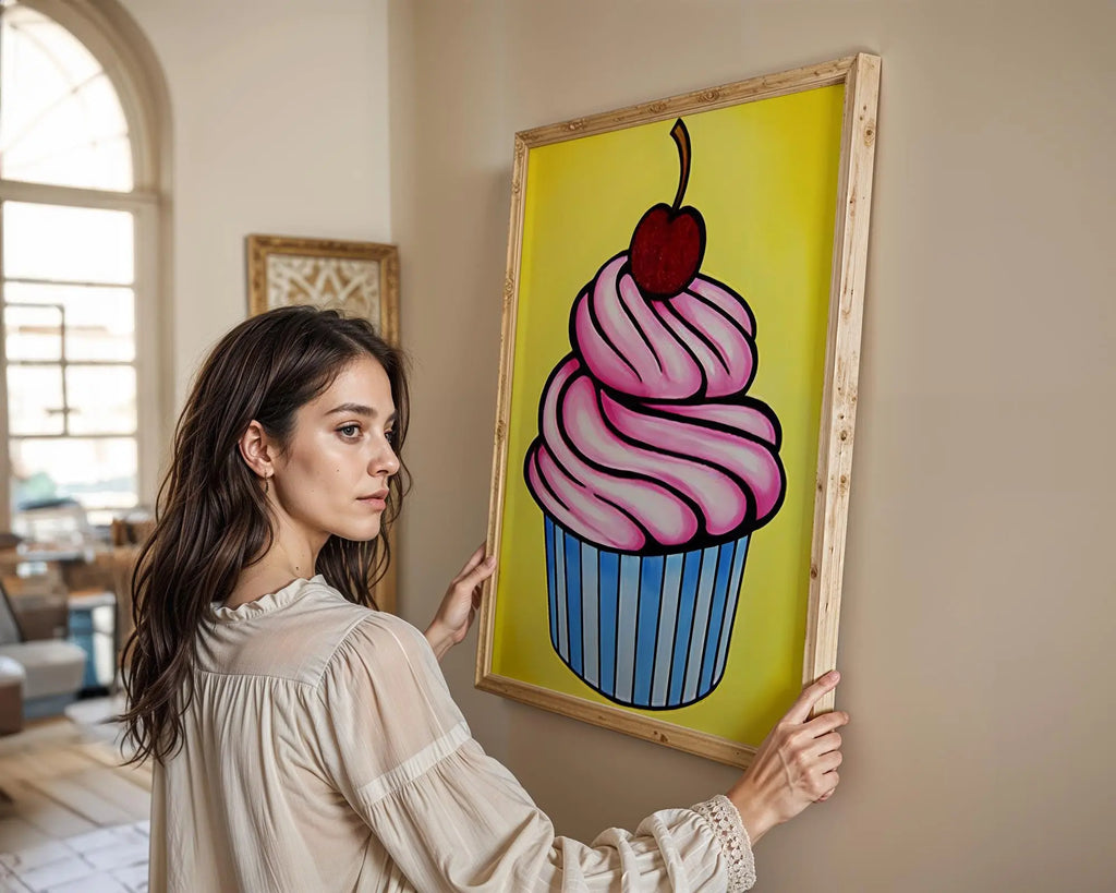 Modern Pop Art | Cupcake Print | Retro Kitchen Dessert Illustration wall art print, modern home decor, unframed artwork by Nomad & Nest
