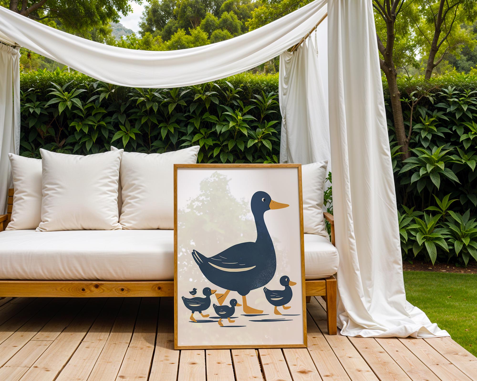 Mother Duck & Ducklings Art Print, Modern Nursery Decor wall art print, modern home decor, unframed artwork by Nomad & Nest