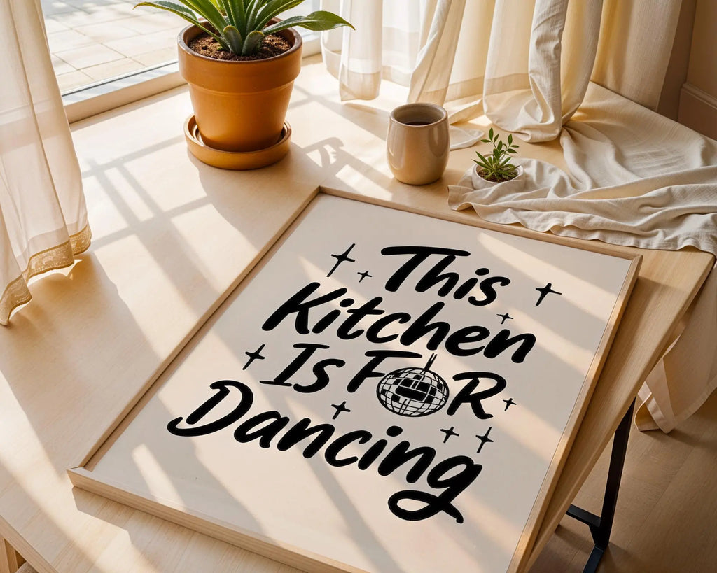 Kitchen Dancing Quote Art Print | Playful Typography Decor wall art print, modern home decor, unframed artwork by Nomad & Nest