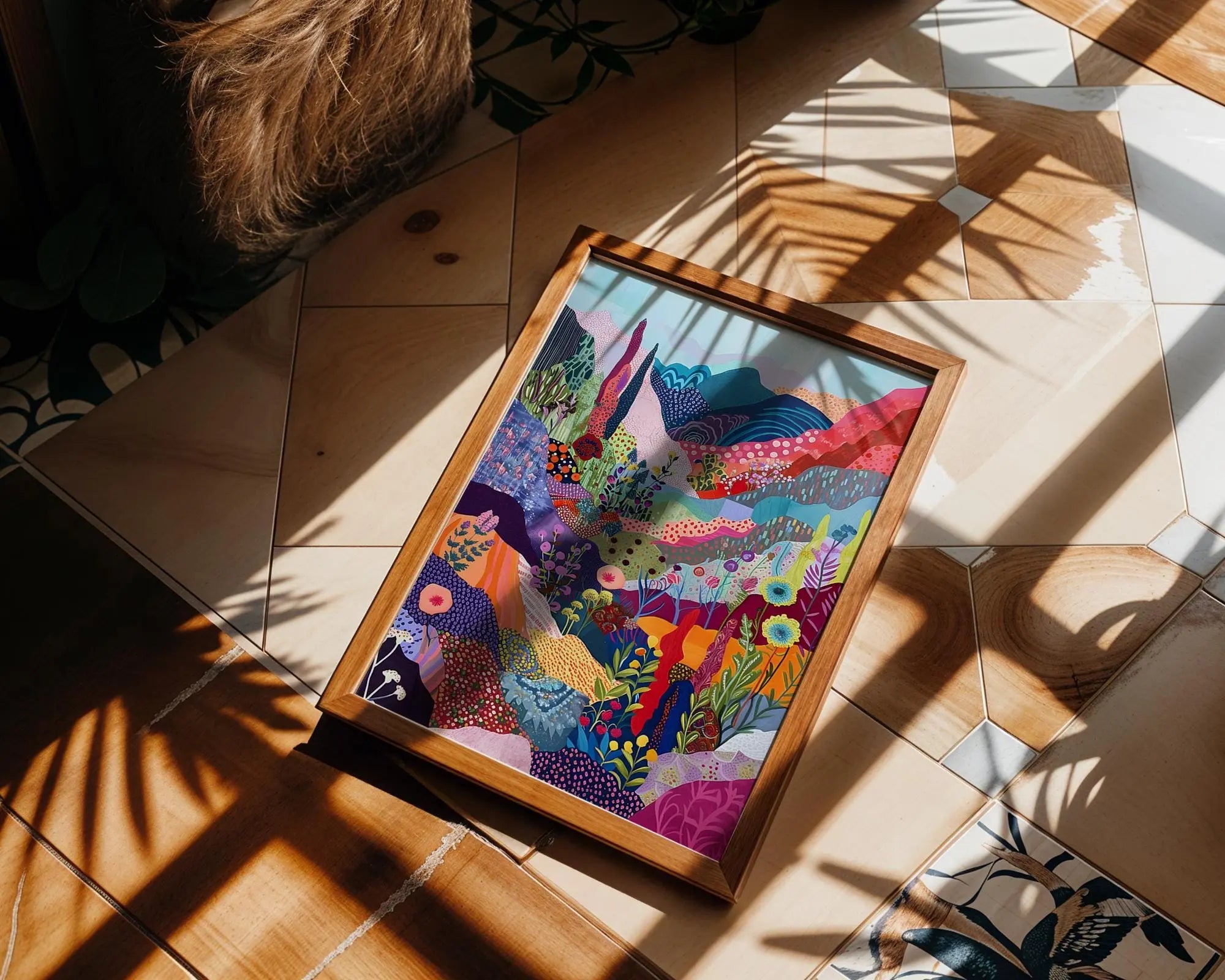 Modern Pop Art | Colorful Abstract Landscape  Print | Modern Floral Mountain Painting wall art print, modern home decor, unframed artwork by Nomad & Nest