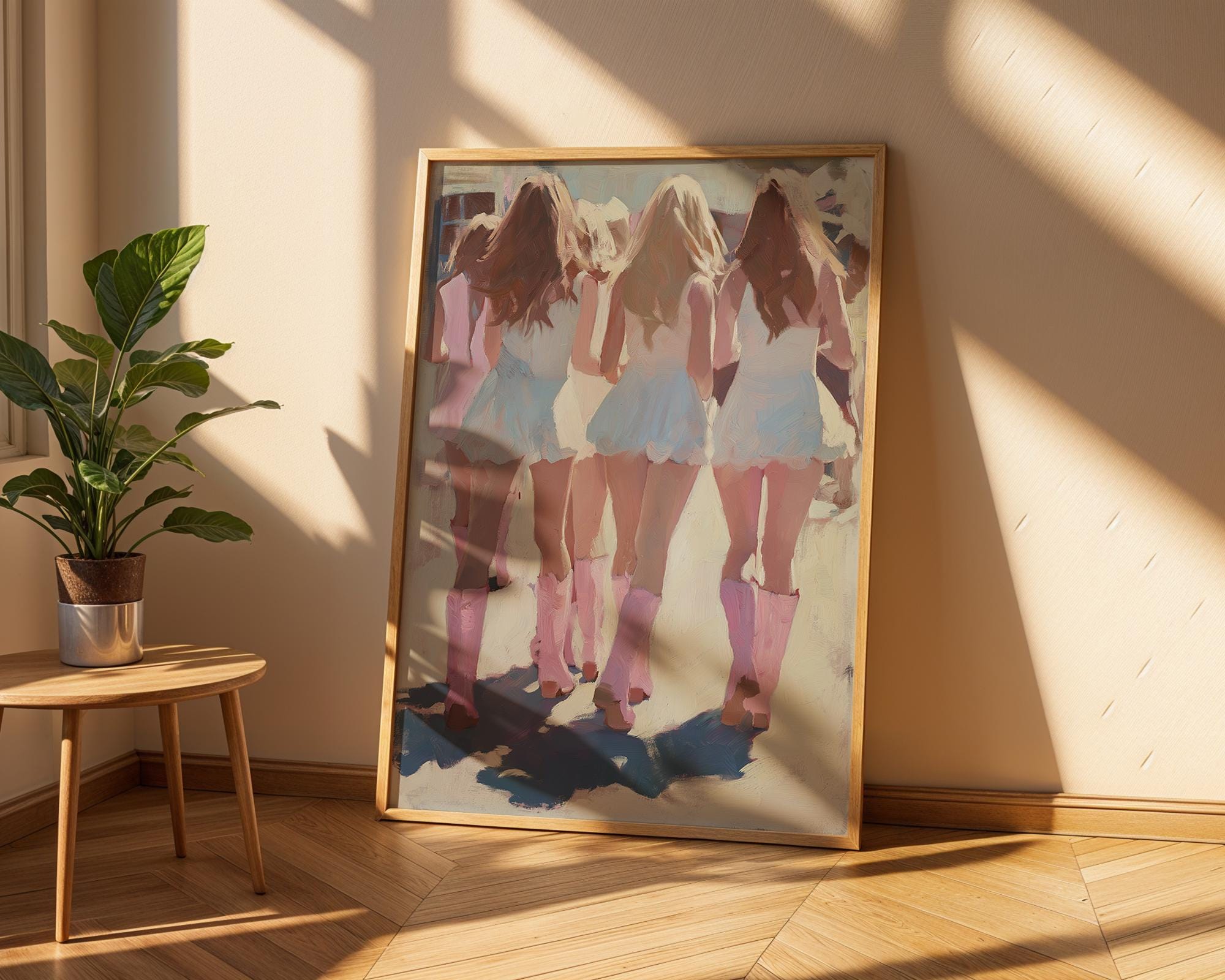 Pink Cowgirl Boots Oil Painting | Barbiecore Coastal Fashion Print wall art print, modern home decor, unframed artwork by Nomad & Nest