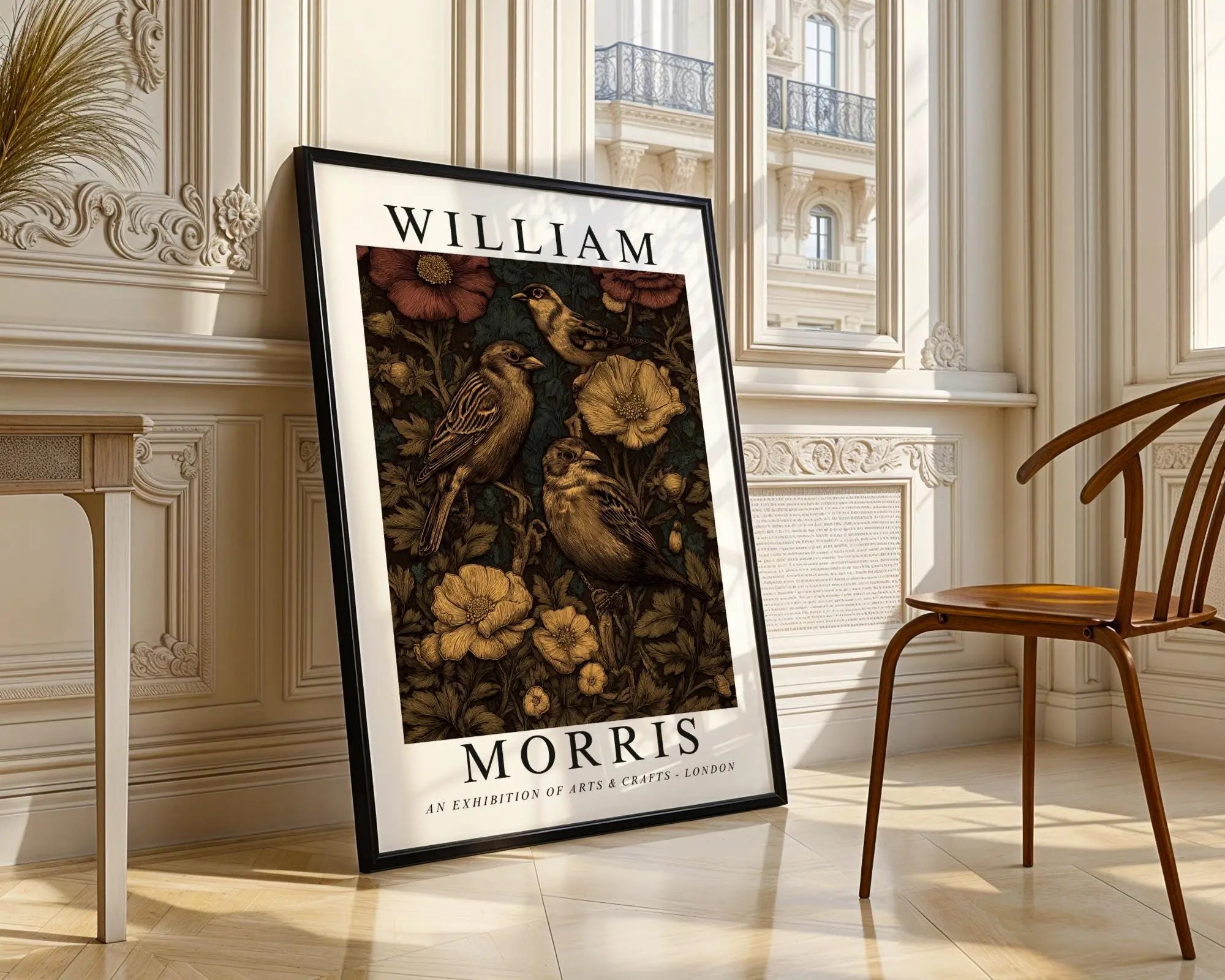 William Morris Print Botanical  | Vintage Bird & Poppy Poster wall art print, modern home decor, unframed artwork by Nomad & Nest