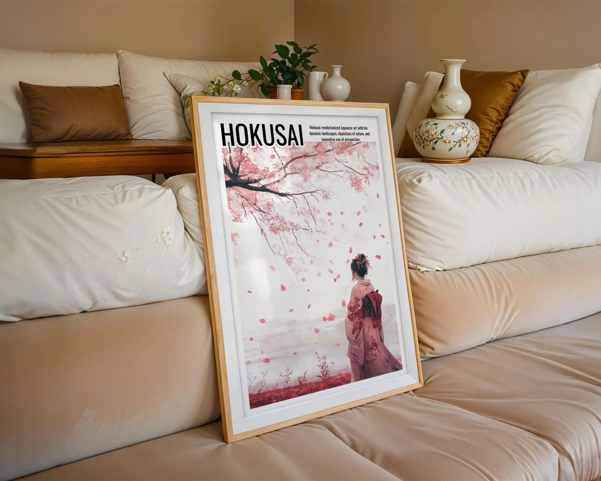 Japanese Poster | Geisha Art Print – Kimono Woman, Cherry Blossom wall art print, modern home decor, unframed artwork by Nomad & Nest