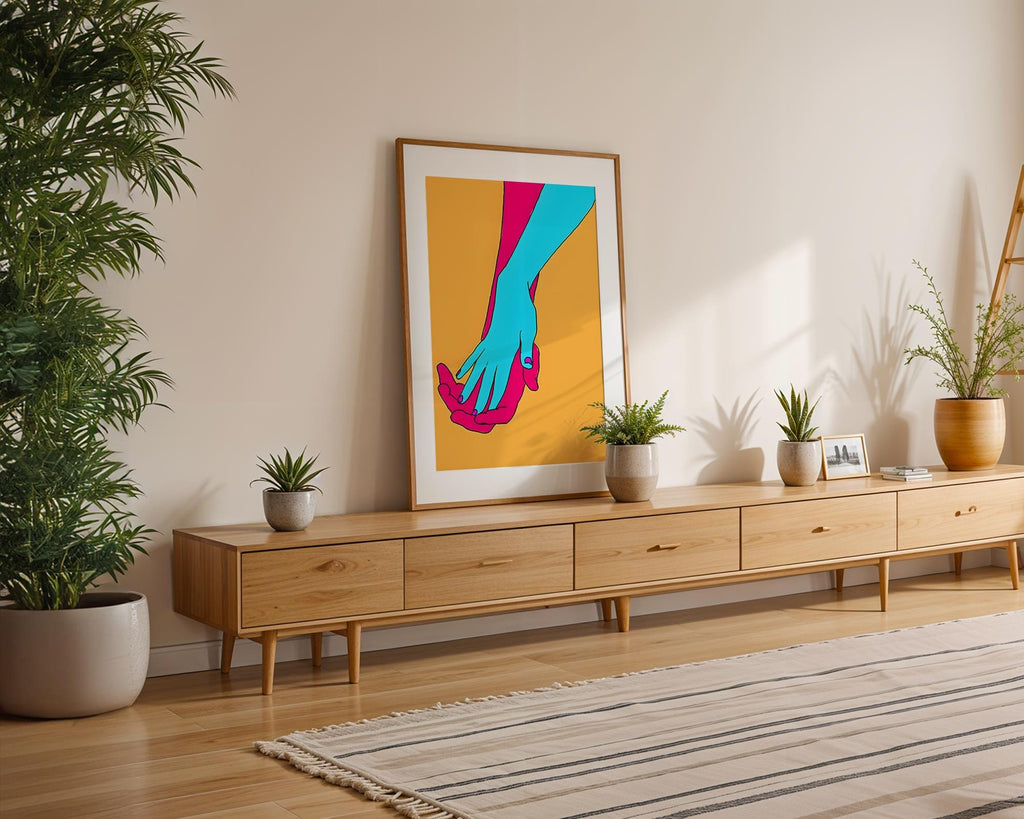 Modern Pop Art | Abstract Holding Hands  Print | Modern  Love Poster wall art print, modern home decor, unframed artwork by Nomad & Nest