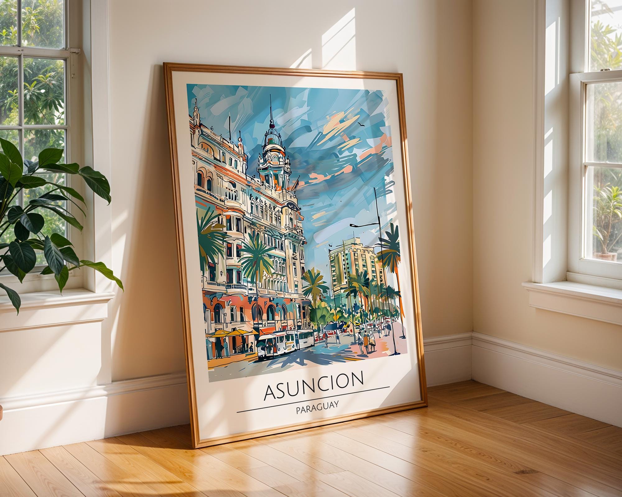 Asuncion Paraguay Print | Vintage South America Travel Poster wall art print, modern home decor, unframed artwork by Nomad & Nest