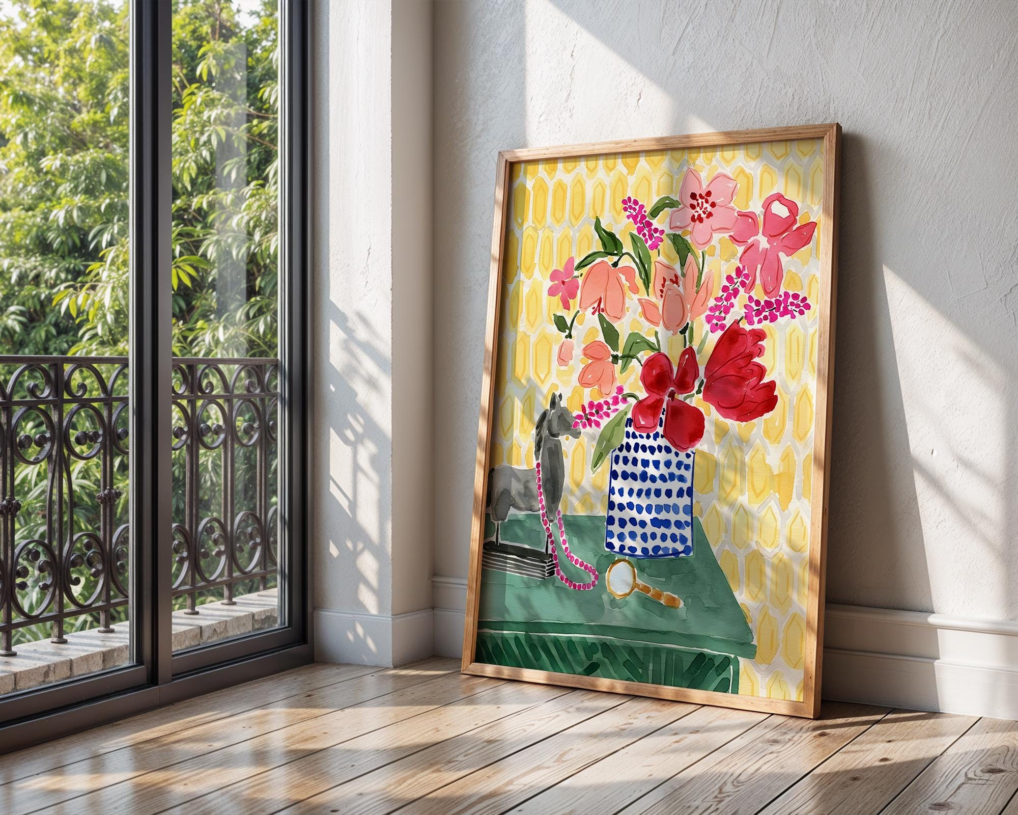 Colorful Floral Vase Art Print | Eclectic Still Life Poster wall art print, modern home decor, unframed artwork by Nomad & Nest