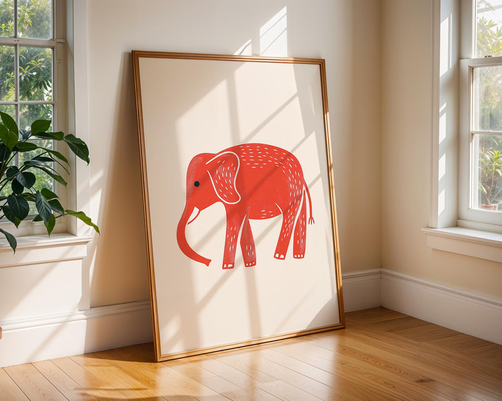 Elephant Art Print | Maximalist Safari Poster, Nature Gift wall art print, modern home decor, unframed artwork by Nomad & Nest