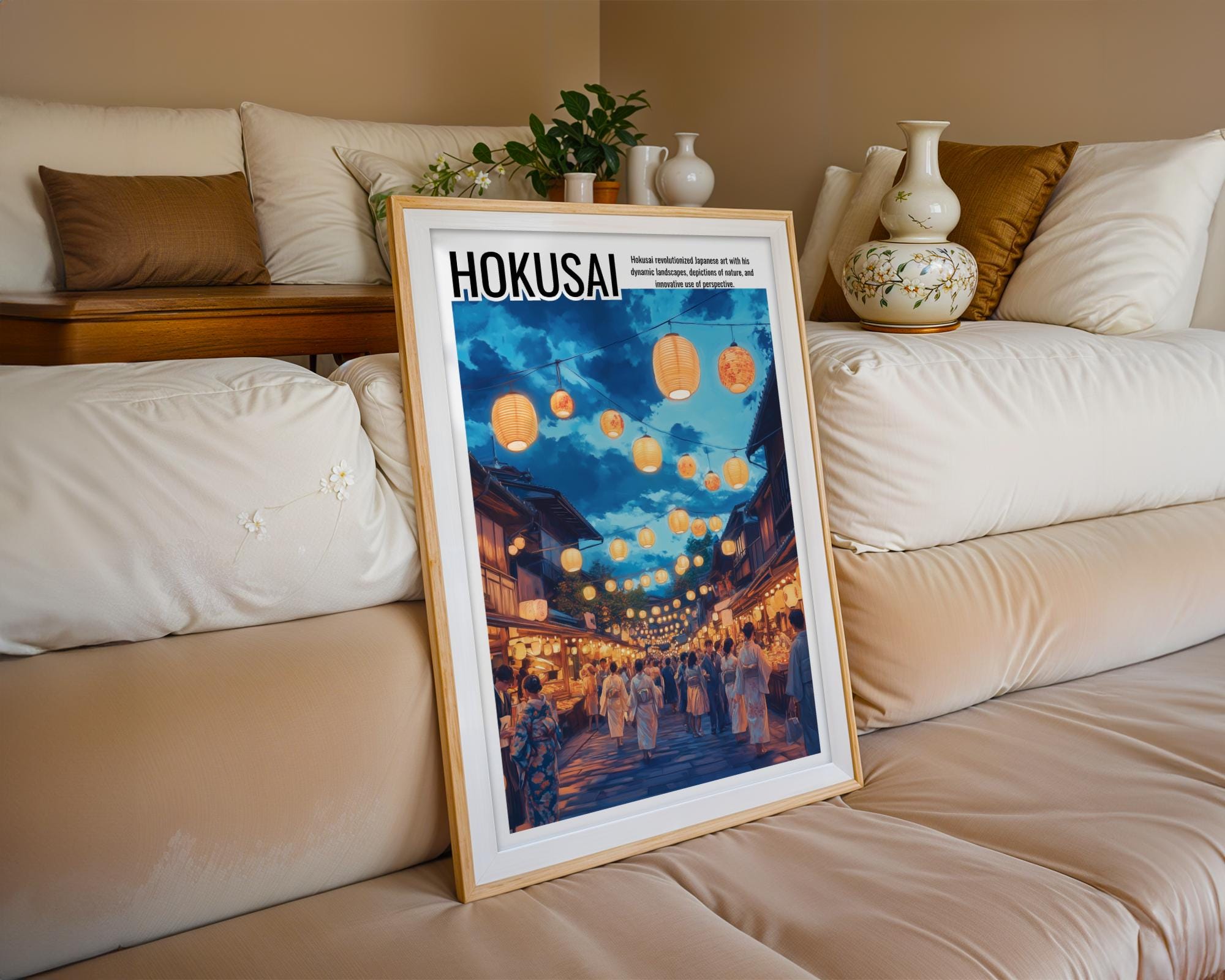 Japanese Poster | Night Market Print – Kyoto Lantern Street Scene wall art print, modern home decor, unframed artwork by Nomad & Nest