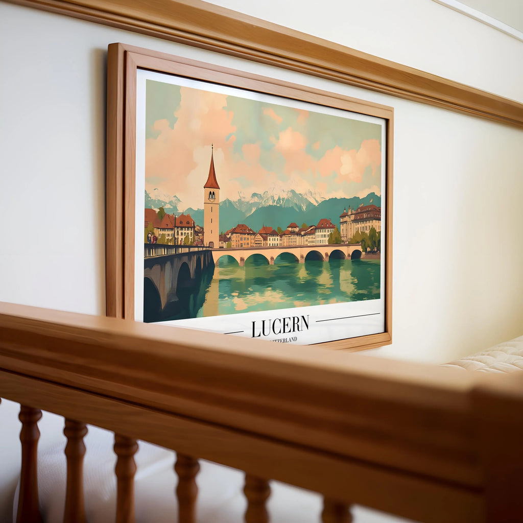 Lucerne Switzerland Travel Poster | Vintage Lake & Mountain Art Print wall art print, modern home decor, unframed artwork by Nomad & Nest
