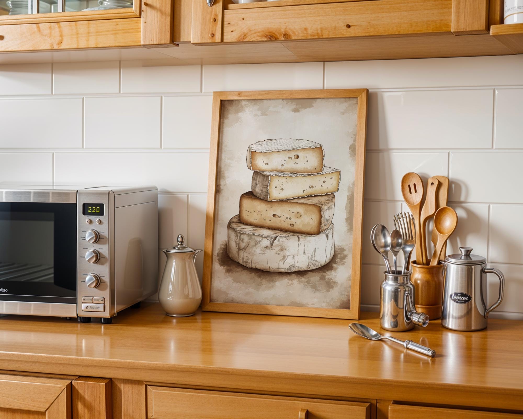 Cheese & Grapes Kitchen Print • French Fromage Wall Art wall art print, modern home decor, unframed artwork by Nomad & Nest