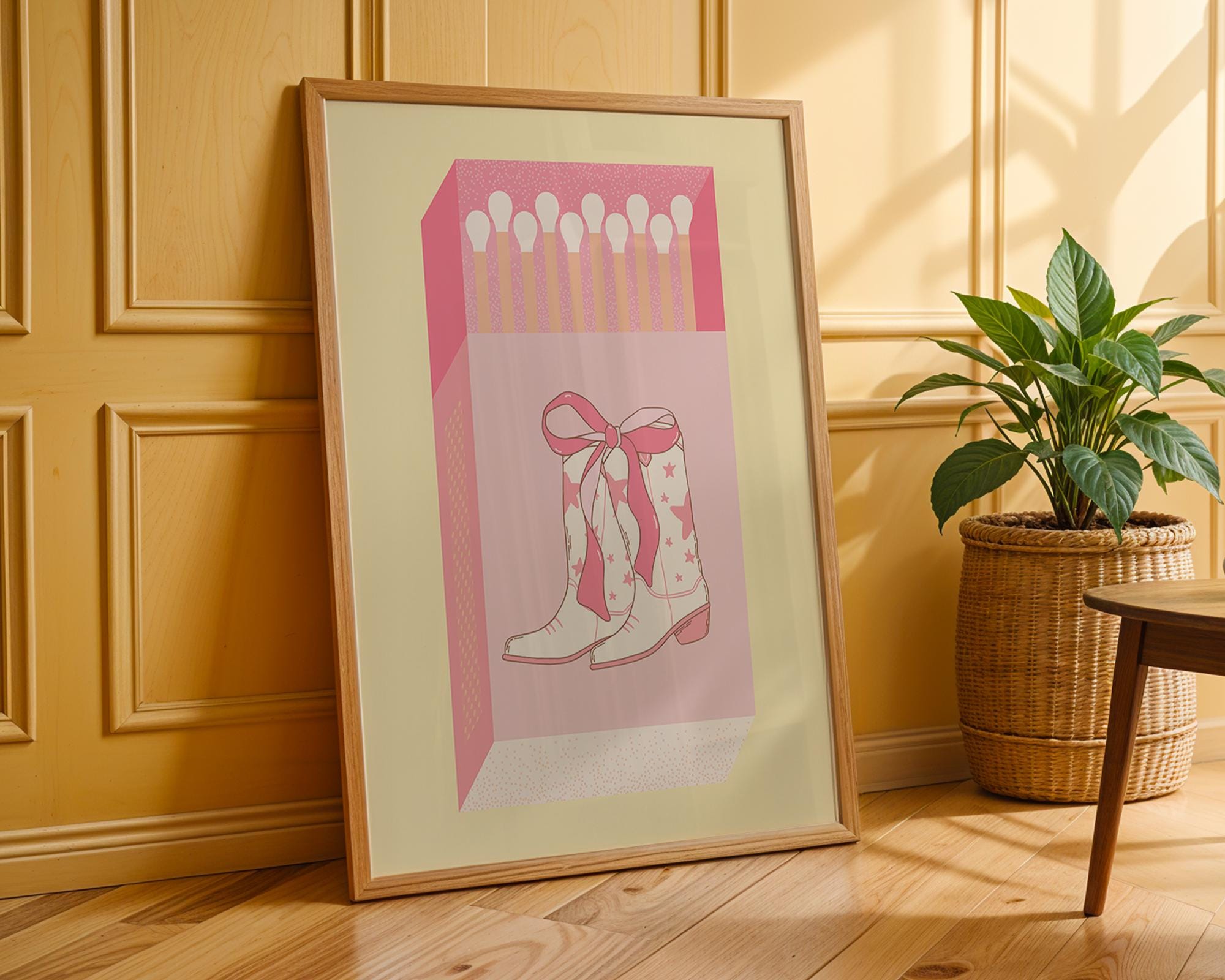 Pink Cowboy Boots Art Print | Whimsical Western Nursery Decor wall art print, modern home decor, unframed artwork by Nomad & Nest