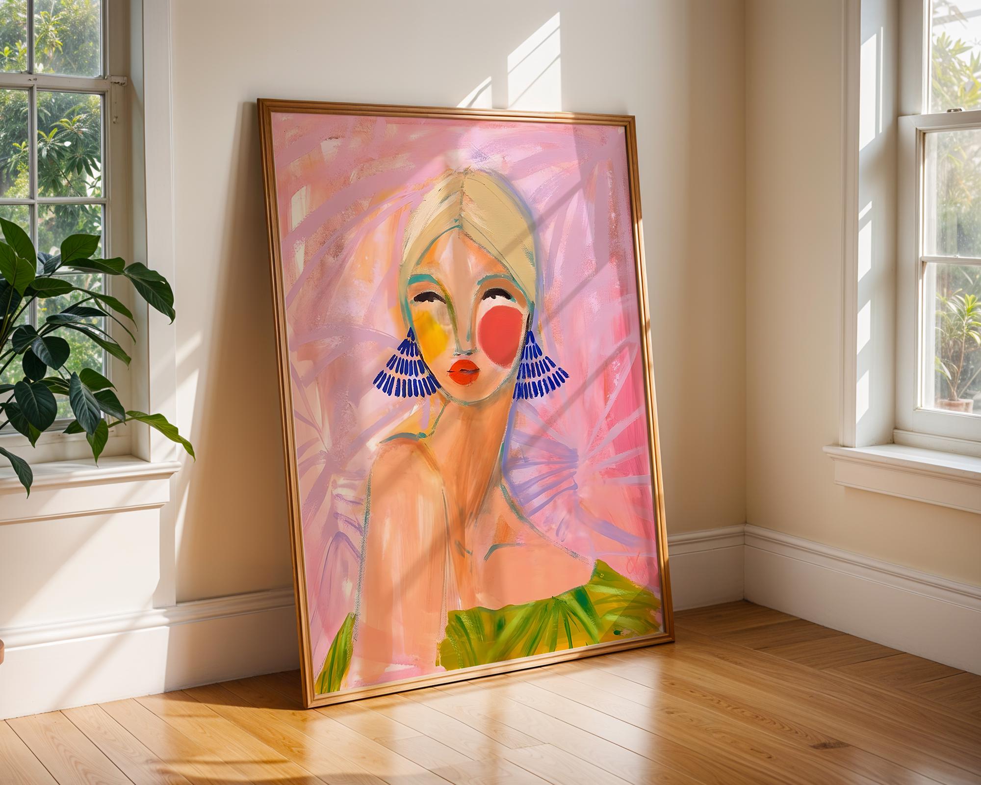 Colorful Woman Portrait Art Print | Modern Fashion Illustration wall art print, modern home decor, unframed artwork by Nomad & Nest