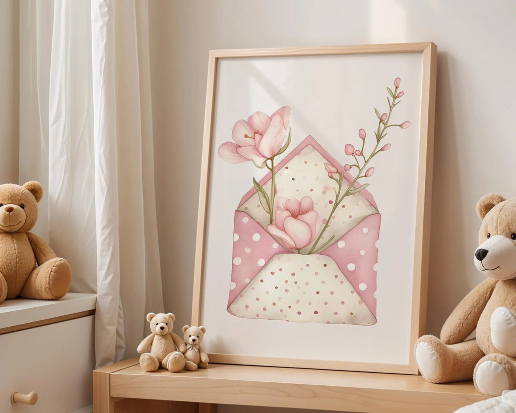 Playroom Ideas | Floral Envelope Nursery Art | Boho Baby Wall Decor wall art print, modern home decor, unframed artwork by Nomad & Nest