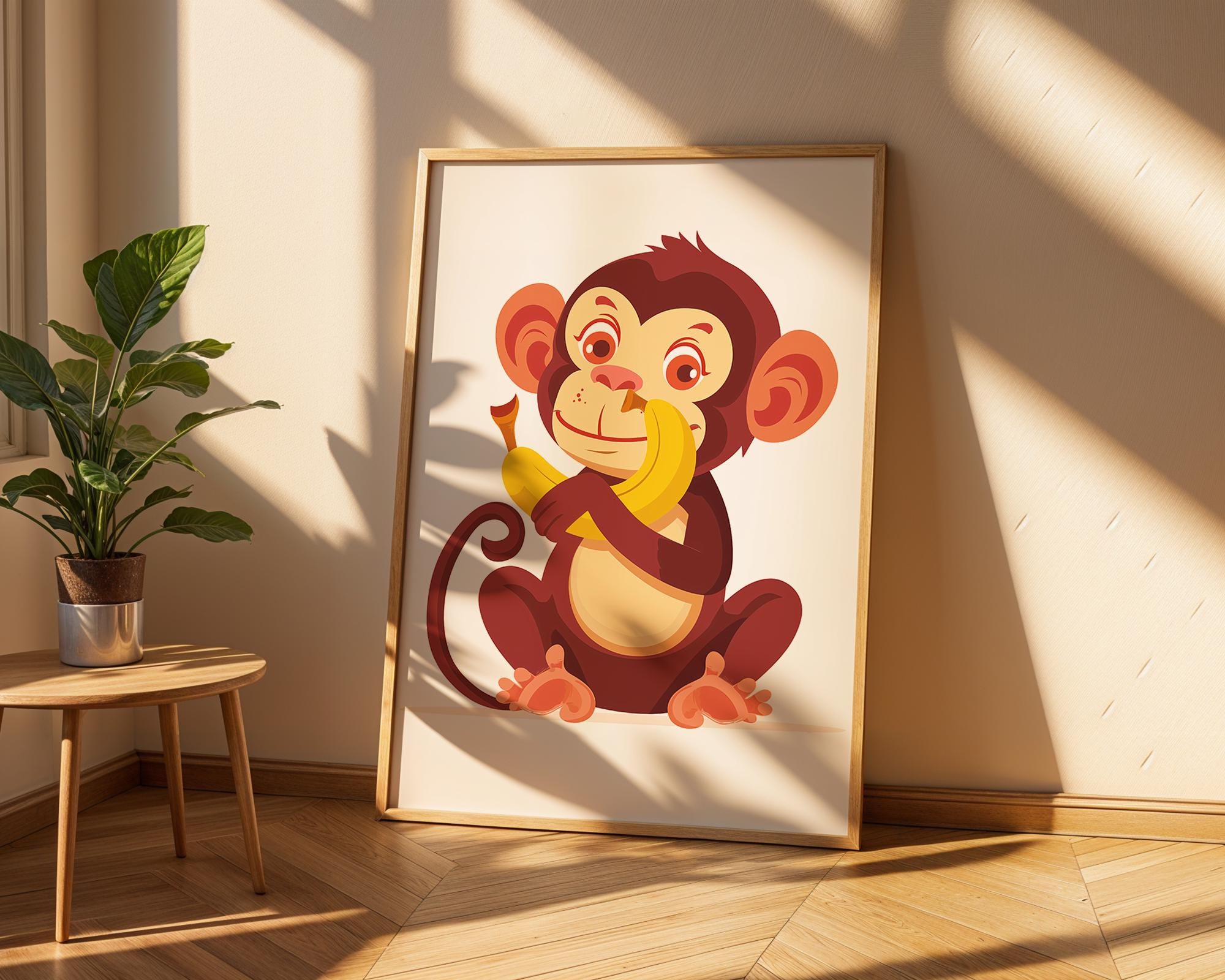 Playful Monkey Print | Jungle Nursery Wall Art wall art print, modern home decor, unframed artwork by Nomad & Nest