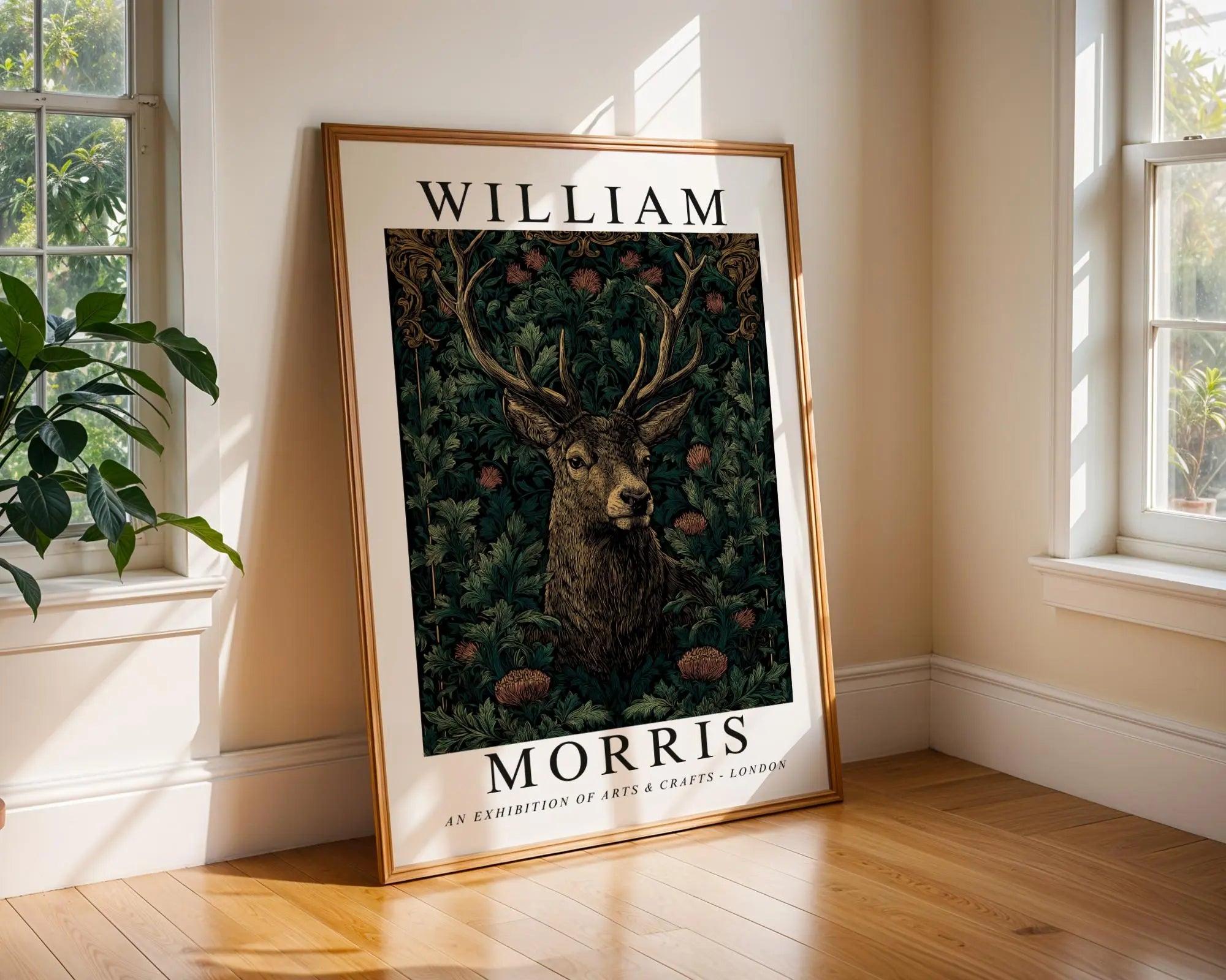 William Morris Print Stag  | Vintage Botanical Deer Art Poster wall art print, modern home decor, unframed artwork by Nomad & Nest