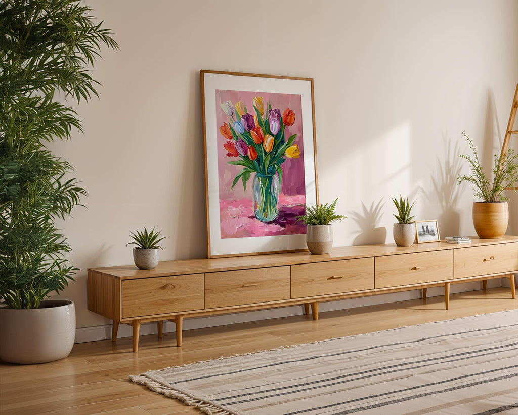 Modern Pop Art | Colorful Tulip Bouquet  Print | Modern Botanical Painting wall art print, modern home decor, unframed artwork by Nomad & Nest
