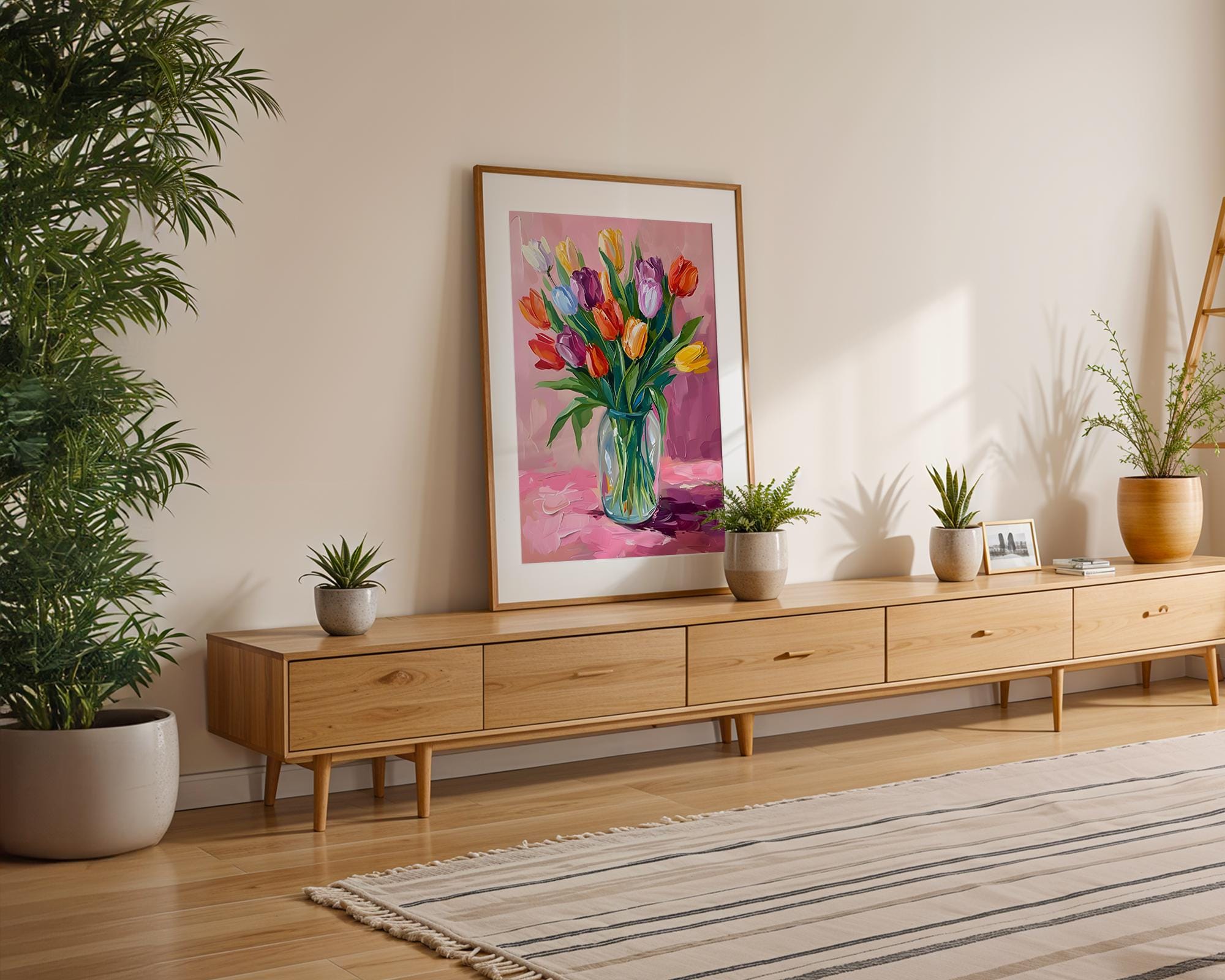 Modern Pop Art | Colorful Tulip Bouquet  Print | Modern Botanical Painting wall art print, modern home decor, unframed artwork by Nomad & Nest