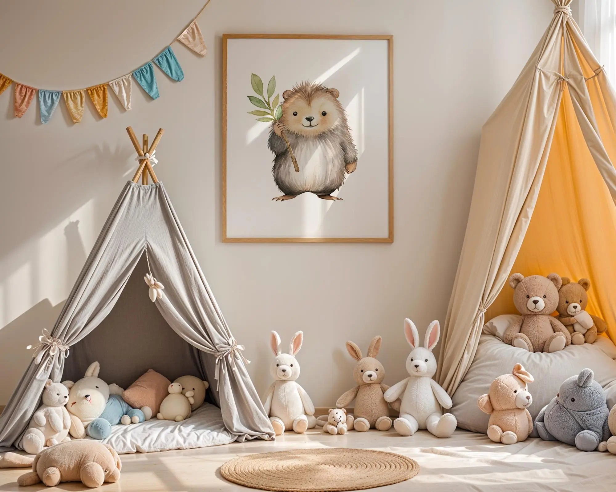 Playroom Ideas | Hedgehog Nursery Wall Art | Woodland Animal Baby Illustration wall art print, modern home decor, unframed artwork by Nomad & Nest