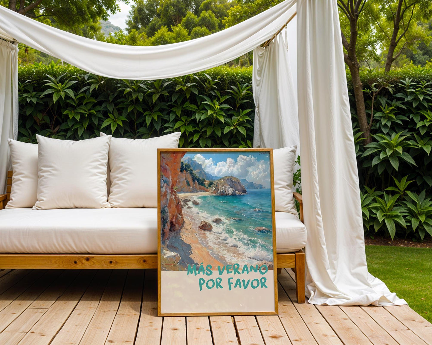 Colourful Prints | Mediterranean Beach Print | Spanish Coastal Wall Art wall art print, modern home decor, unframed artwork by Nomad & Nest