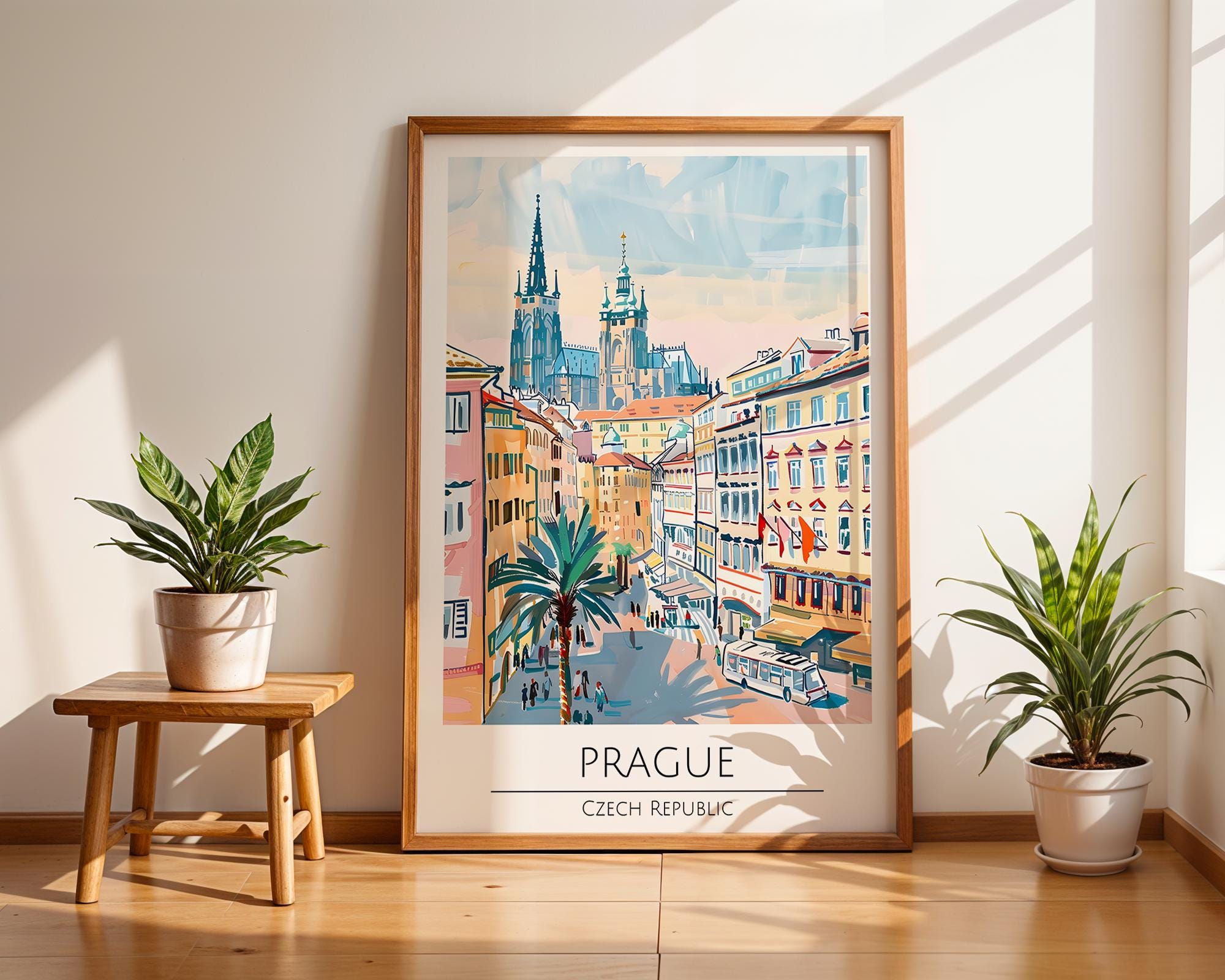 Prague Old Town Print | Gothic Cathedral Travel Poster wall art print, modern home decor, unframed artwork by Nomad & Nest