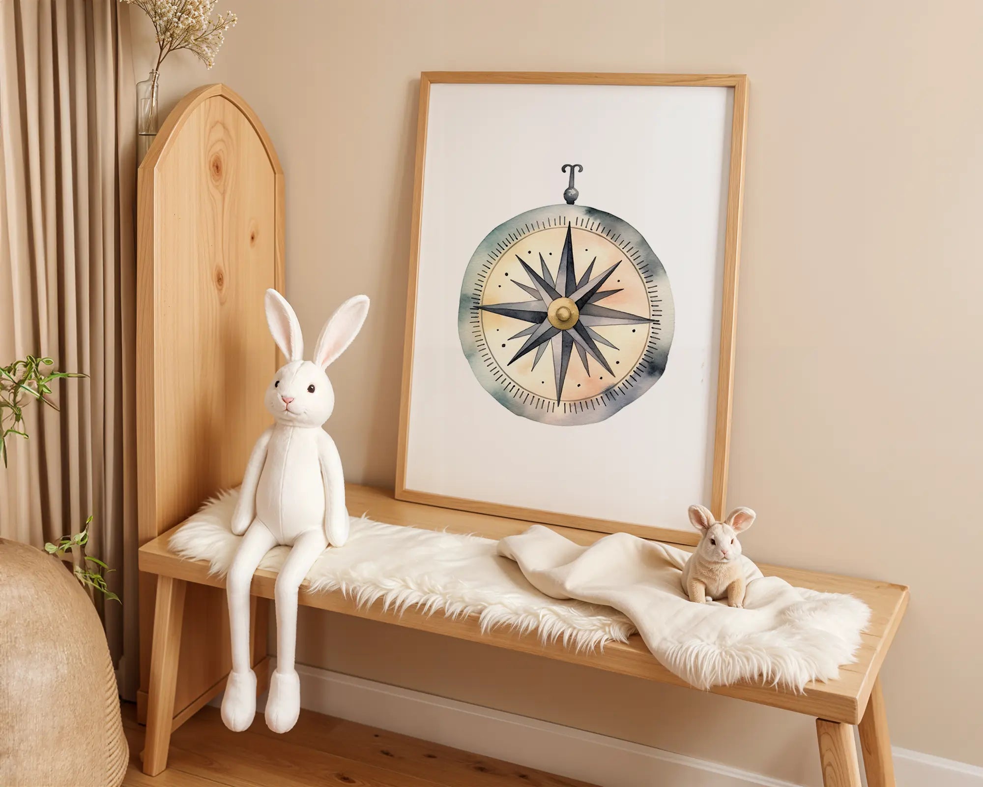 Playroom Ideas | Vintage Compass Nursery Wall Art Nautical Explorer Print wall art print, modern home decor, unframed artwork by Nomad & Nest