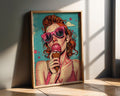 Modern Pop Art | Woman with Ice Cream Print | Retro Summer Illustration wall art print, modern home decor, unframed artwork by Nomad & Nest