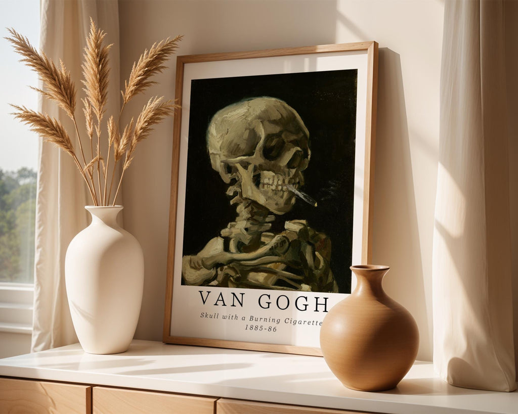 Van Gogh Print | Skull with Burning Cigarette - Gothic Vintage Poster wall art print, modern home decor, unframed artwork by Nomad & Nest