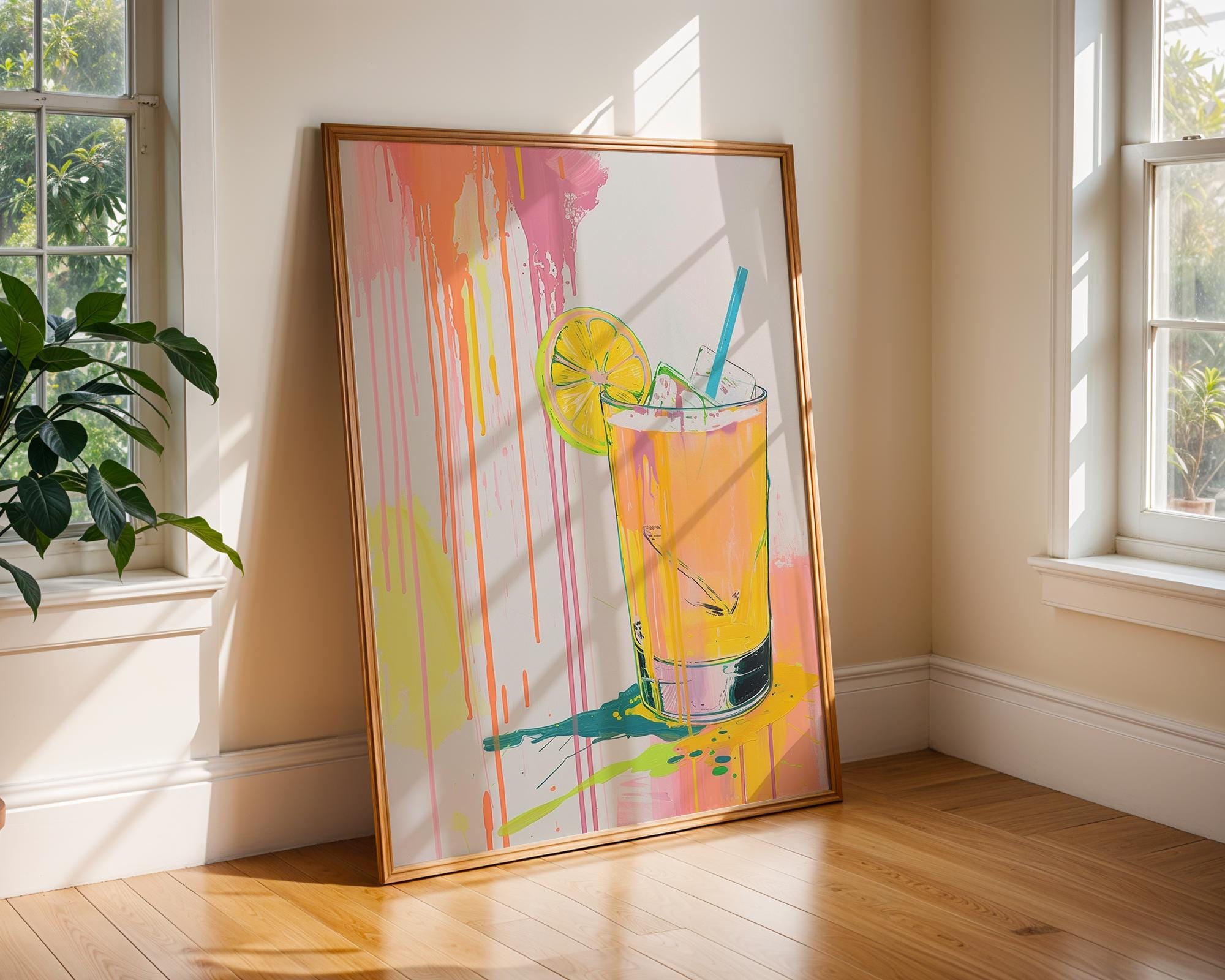 Colourful Prints | Neon Citrus Cocktail Print | Summer Drink Pop Art wall art print, modern home decor, unframed artwork by Nomad & Nest