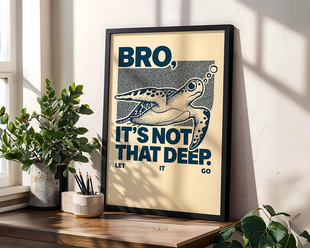 Bro Turtle Art Print | Funny Chill Life Decor wall art print, modern home decor, unframed artwork by Nomad & Nest