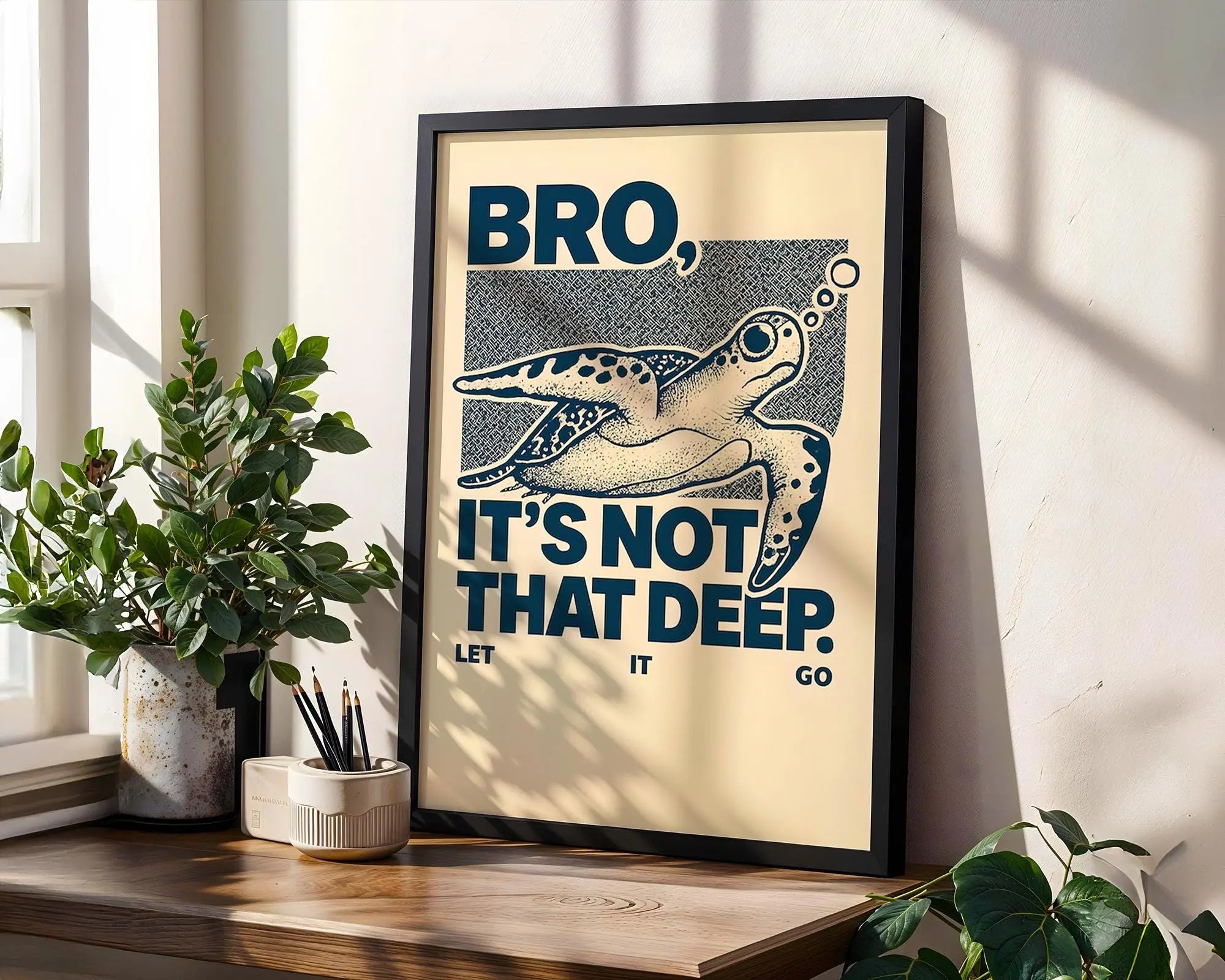 Bro Turtle Art Print | Funny Chill Life Decor wall art print, modern home decor, unframed artwork by Nomad & Nest
