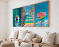 Colourful Prints | Retro Motel Wall Art Set | Vintage Summer Beach Prints Trio (Set of 3) wall art print, modern home decor, unframed artwork by Nomad & Nest