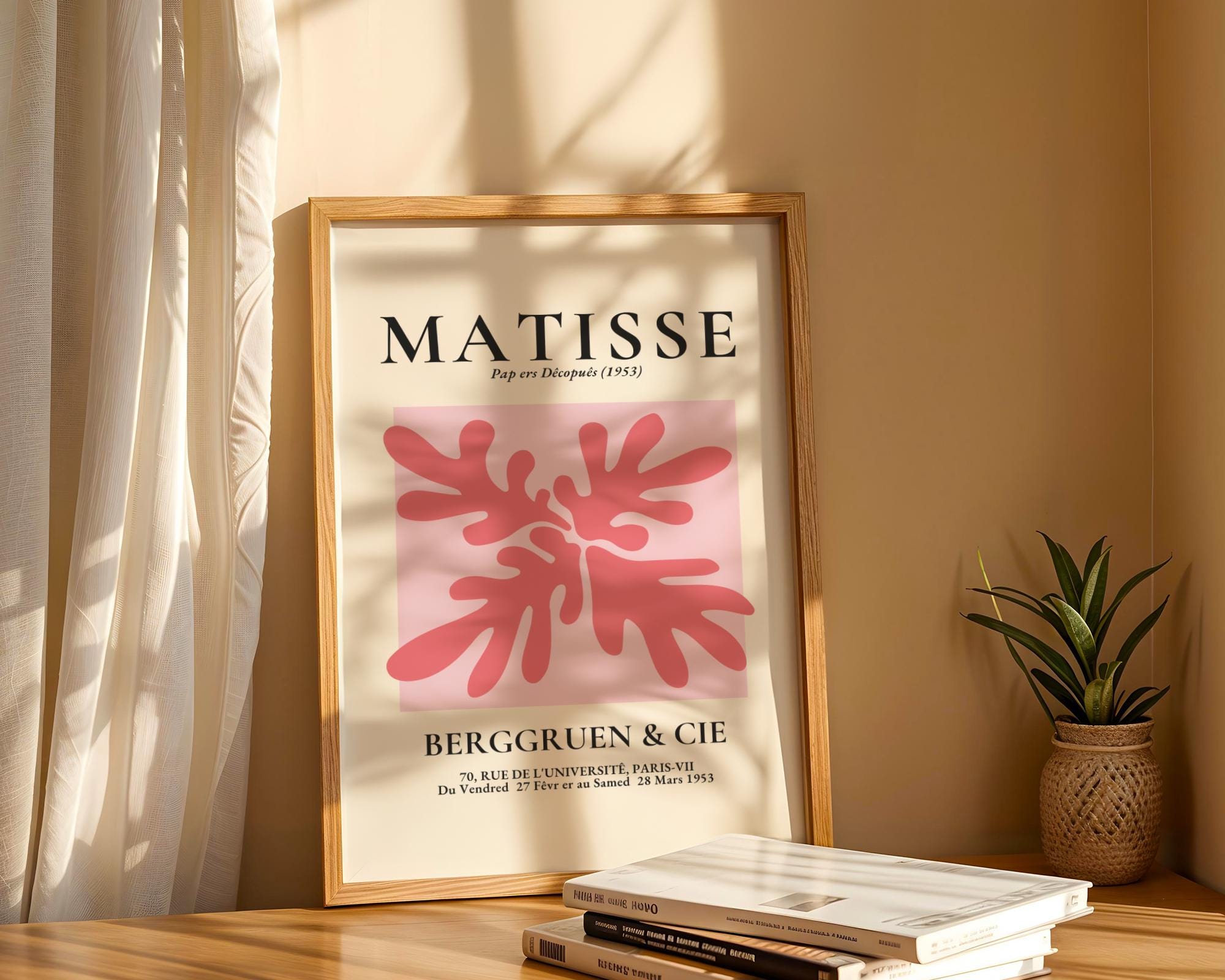 Henri Matisse Print | Inspired Art  | Abstract Pink Leaf Swirl wall art print, modern home decor, unframed artwork by Nomad & Nest