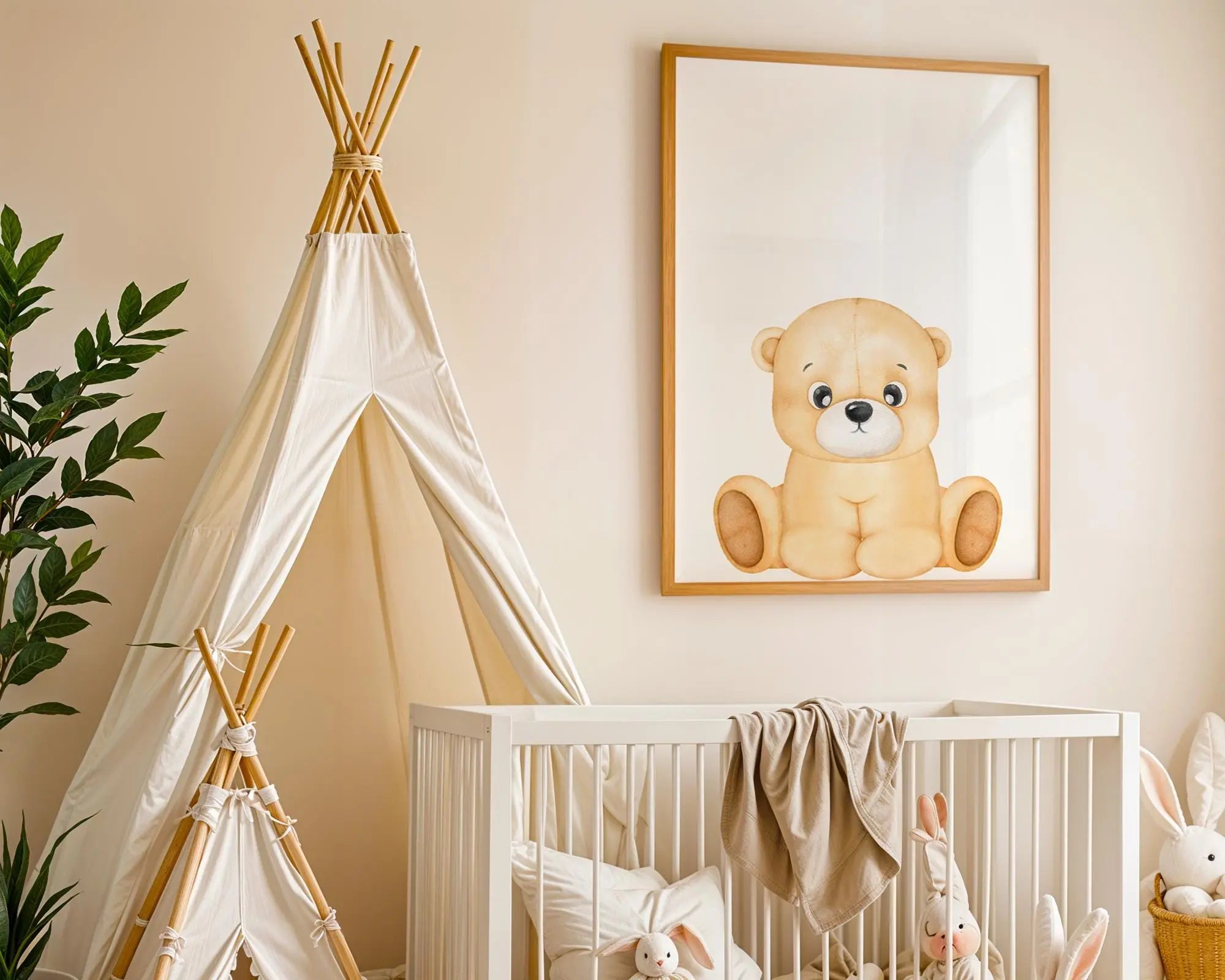 Playroom Ideas | Teddy Bear Nursery Print | Plush Baby Wall Art wall art print, modern home decor, unframed artwork by Nomad & Nest