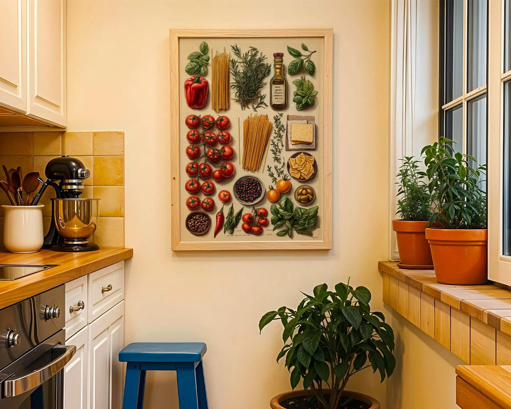 Italian Kitchen Print | Rustic Culinary Herb and Vegetable Illustration wall art print, modern home decor, unframed artwork by Nomad & Nest