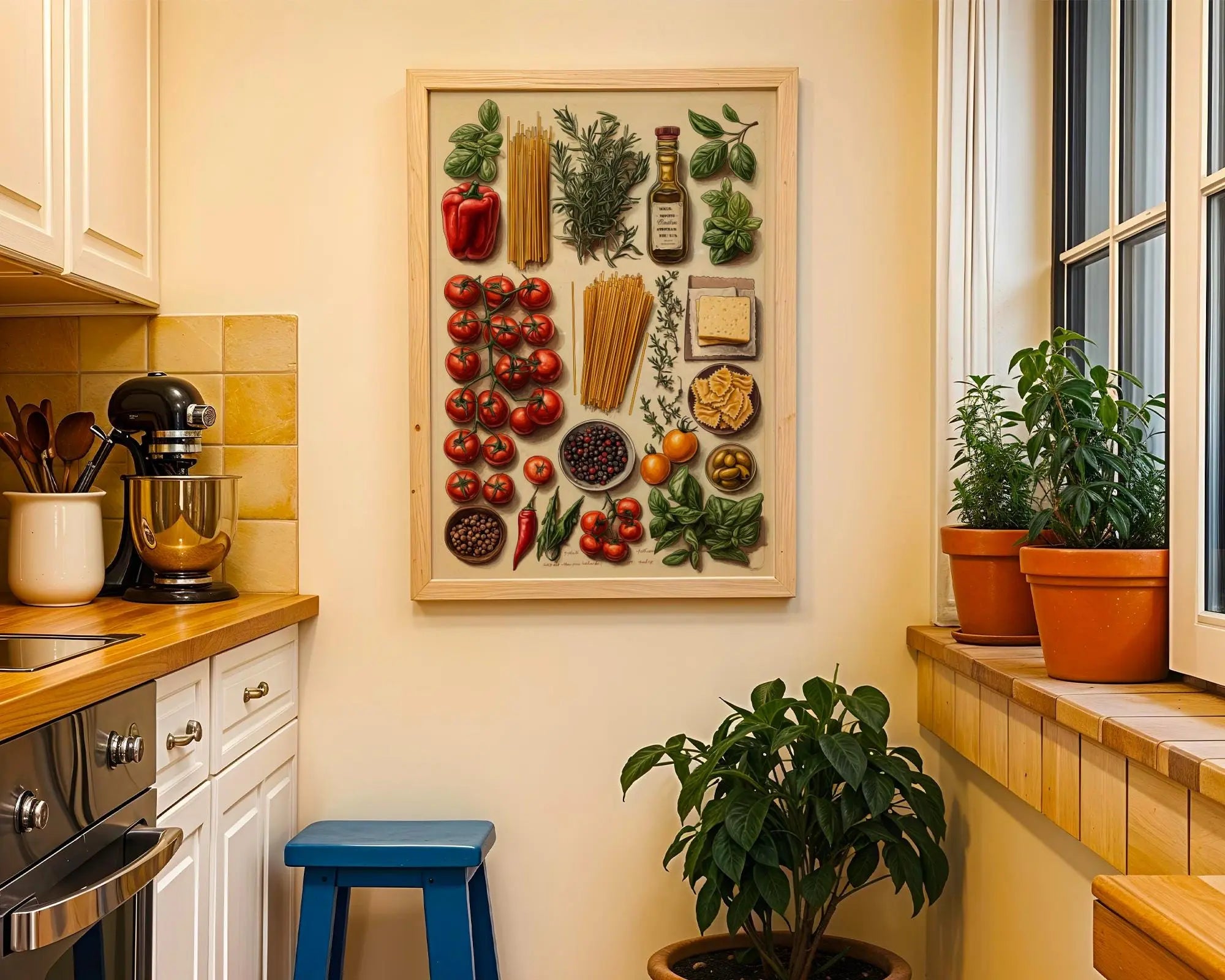 Italian Kitchen Print | Rustic Culinary Herb and Vegetable Illustration wall art print, modern home decor, unframed artwork by Nomad & Nest