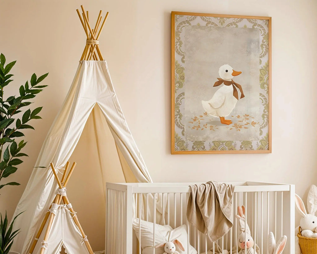 Playroom Ideas | Vintage Duck Nursery Wall Art | Storybook Farm Animal Print wall art print, modern home decor, unframed artwork by Nomad & Nest
