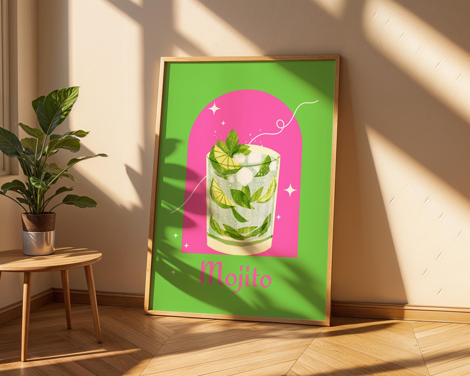 Mojito Cocktail Art Print | Tropical Bar, Summer Drink Poster wall art print, modern home decor, unframed artwork by Nomad & Nest