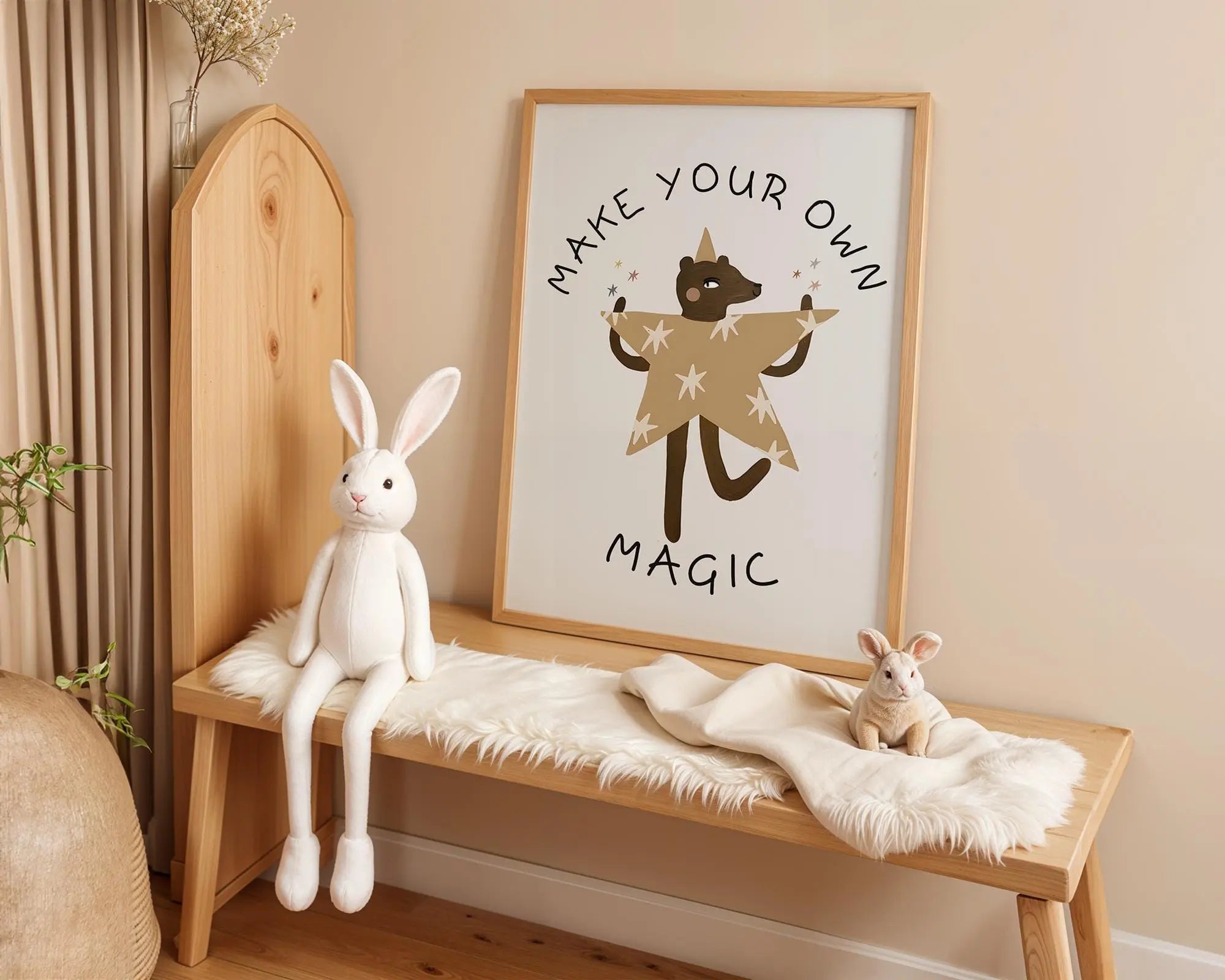 Playroom Ideas | Make Your Own Magic Nursery Wall Art | Star Bear Boho Print wall art print, modern home decor, unframed artwork by Nomad & Nest