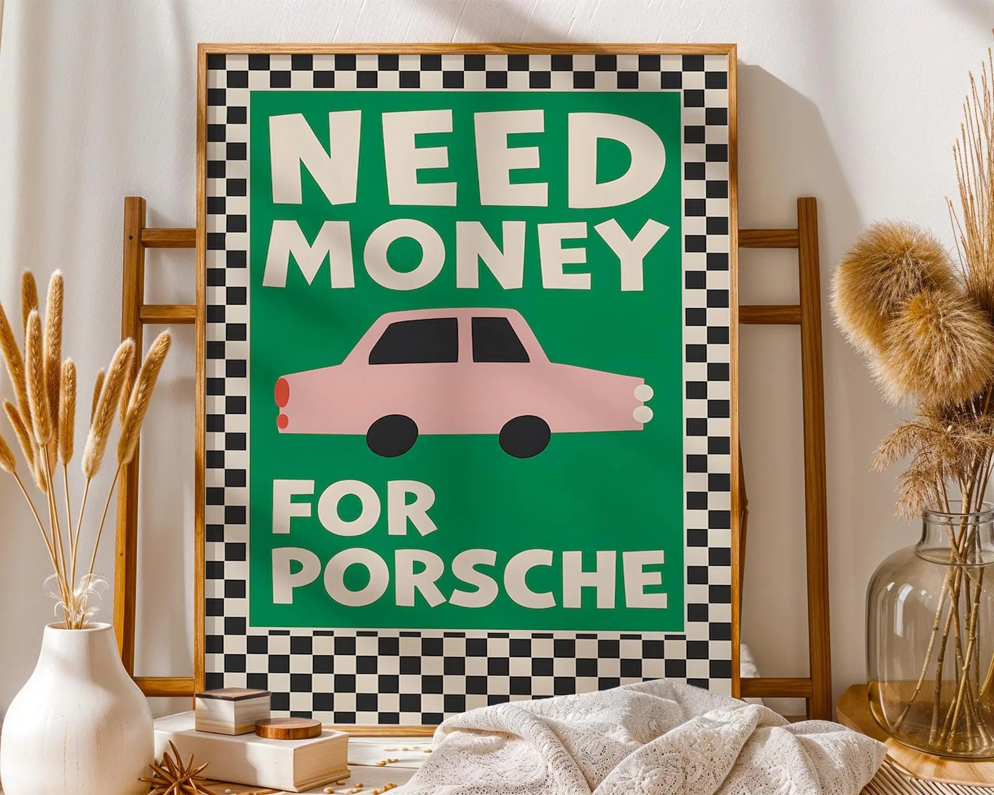 Need Money For Porsche Poster | Funny Car Quote Art wall art print, modern home decor, unframed artwork by Nomad & Nest
