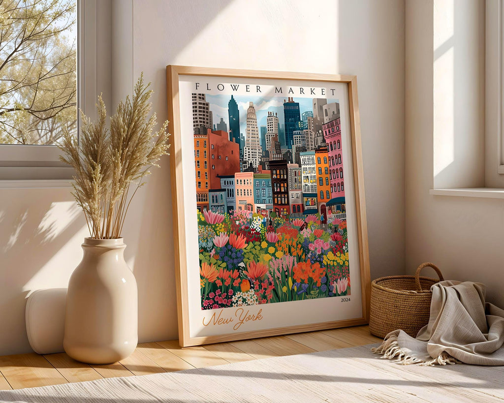 NYC Flower Market Poster | Colorful Botanical Print wall art print, modern home decor, unframed artwork by Nomad & Nest
