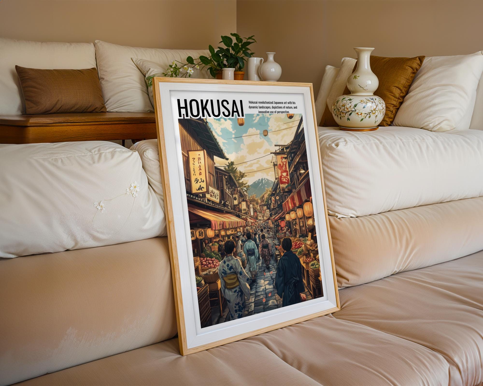 Japanese Poster | Street Market Print - Vintage Kyoto Scene, Hokusai Art wall art print, modern home decor, unframed artwork by Nomad & Nest