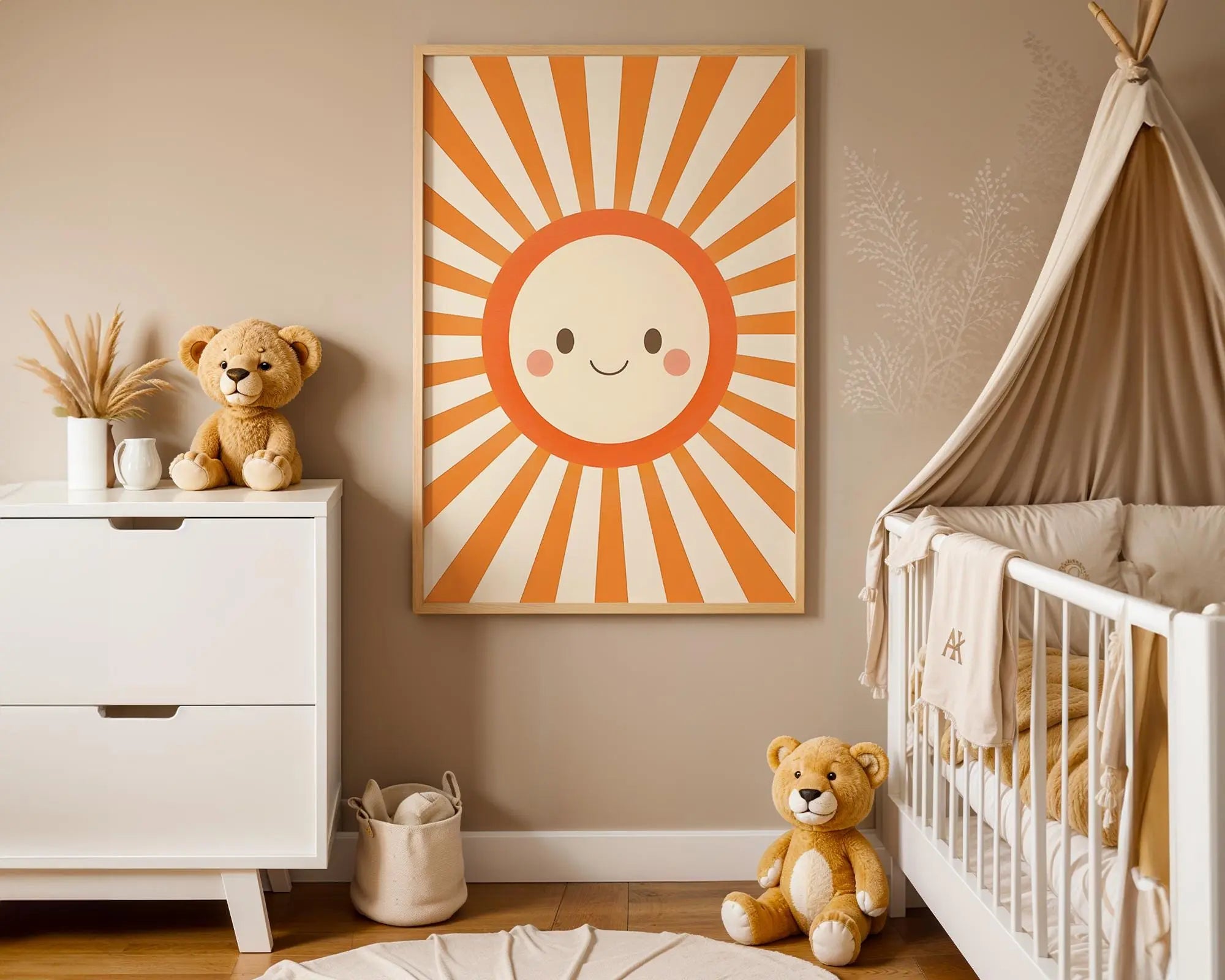 Playroom Ideas | Smiling Sun Nursery Wall Art | Retro Boho Sunshine Print wall art print, modern home decor, unframed artwork by Nomad & Nest