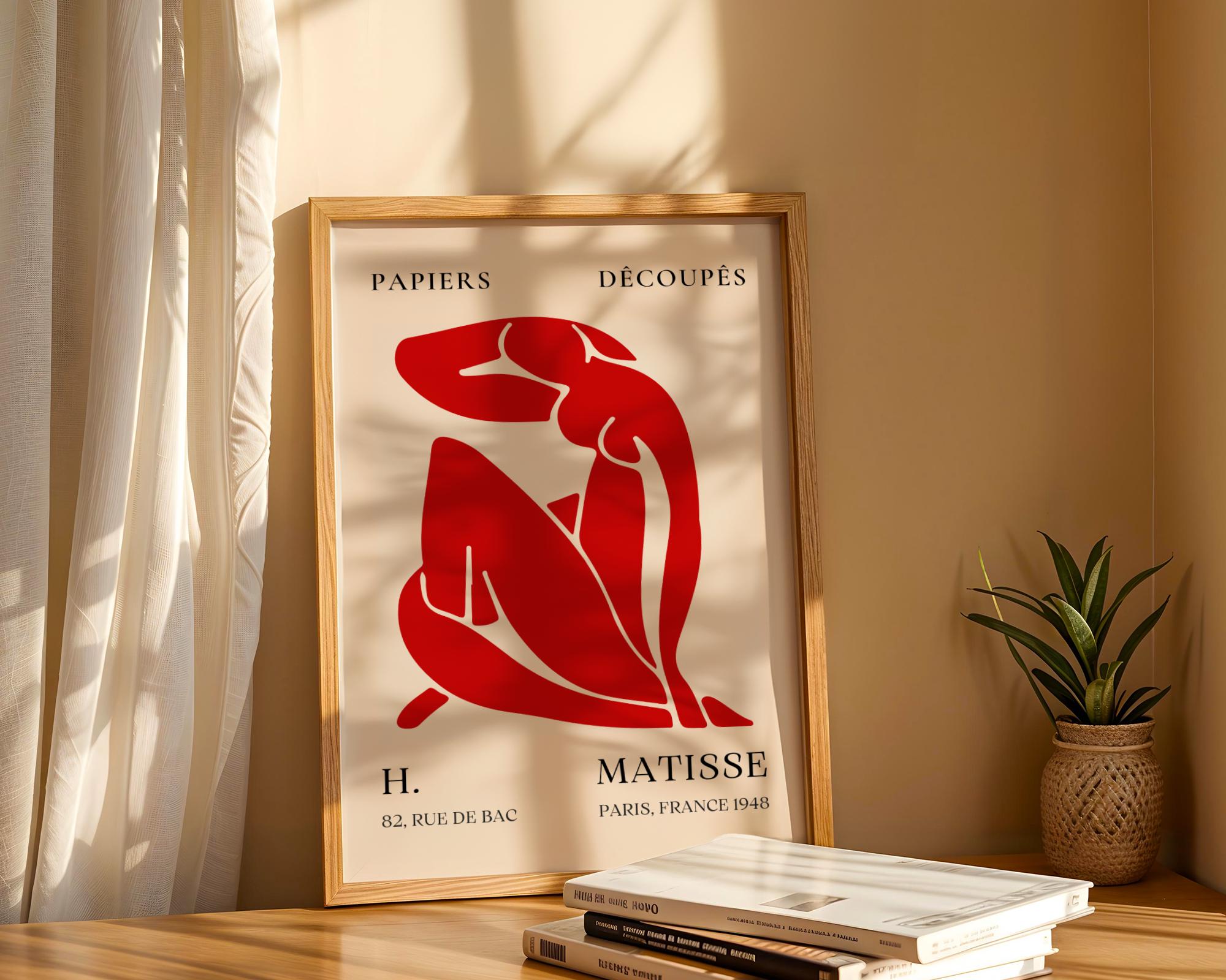 Henri Matisse Print | Red  Female Figure Art  | Minimalist French Style Decor wall art print, modern home decor, unframed artwork by Nomad & Nest