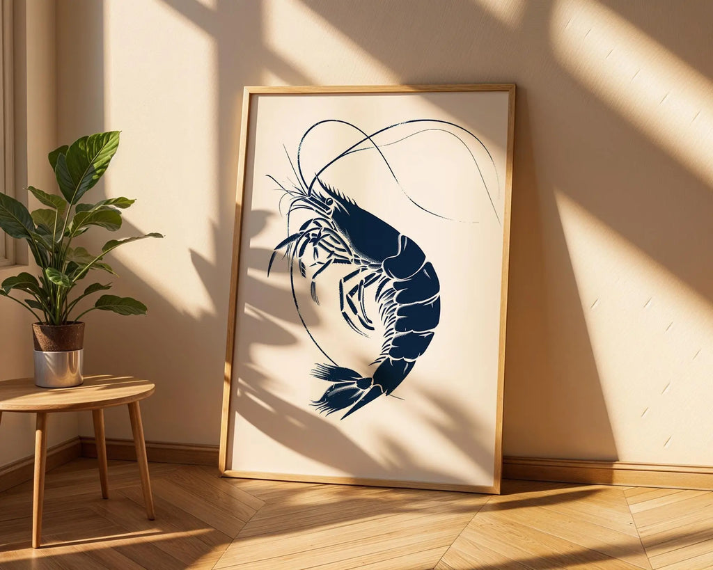 Detailed Shrimp Art Print | Modern Seafood Kitchen Decor wall art print, modern home decor, unframed artwork by Nomad & Nest
