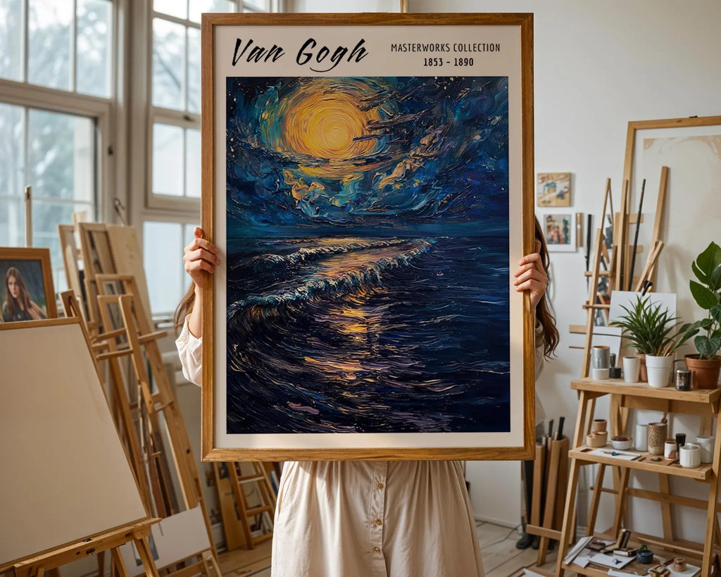 Van Gogh Print | Starry Ocean  | Expressionist Seascape Poster wall art print, modern home decor, unframed artwork by Nomad & Nest