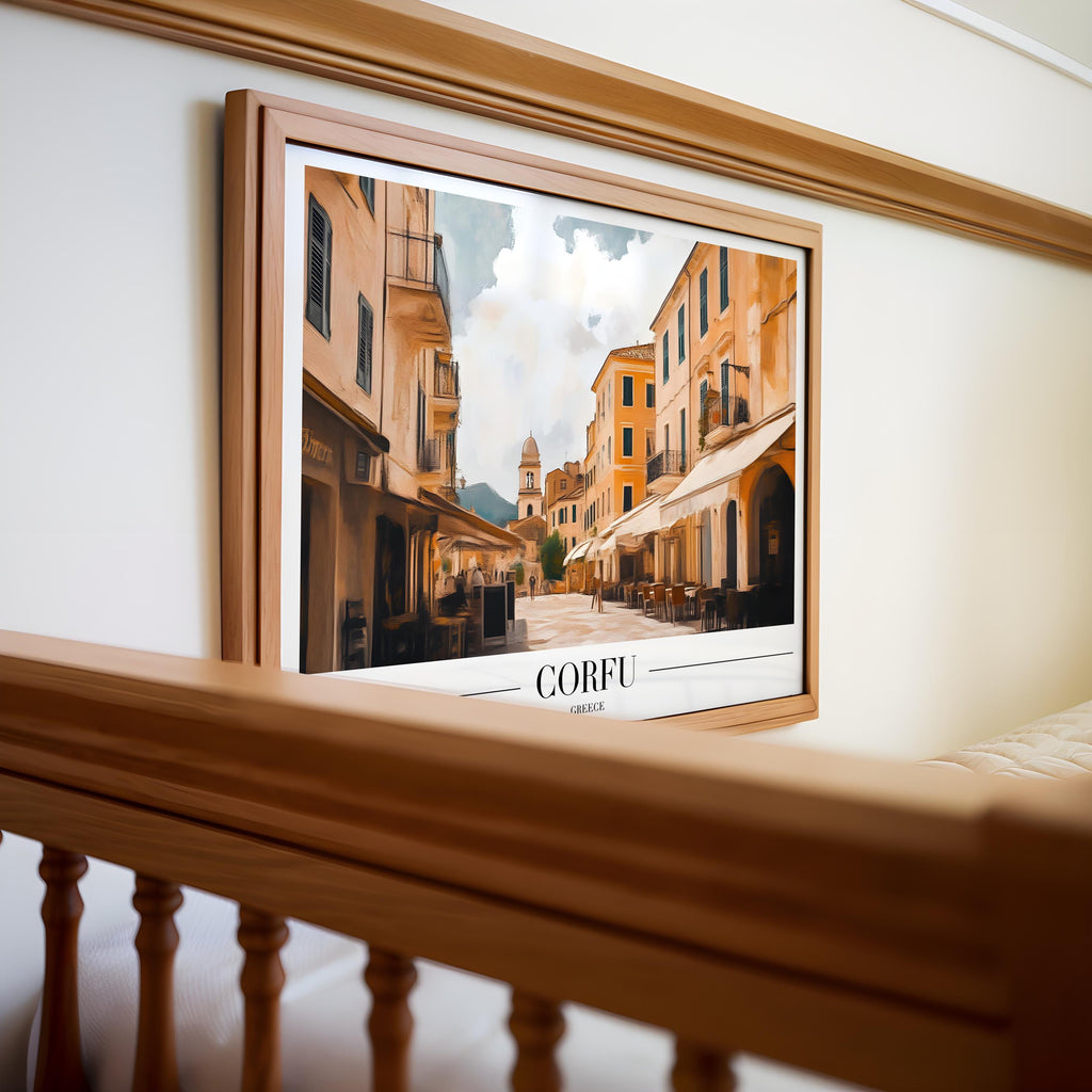 Corfu Greece Travel Poster | Old Town Mediterranean Art Print wall art print, modern home decor, unframed artwork by Nomad & Nest