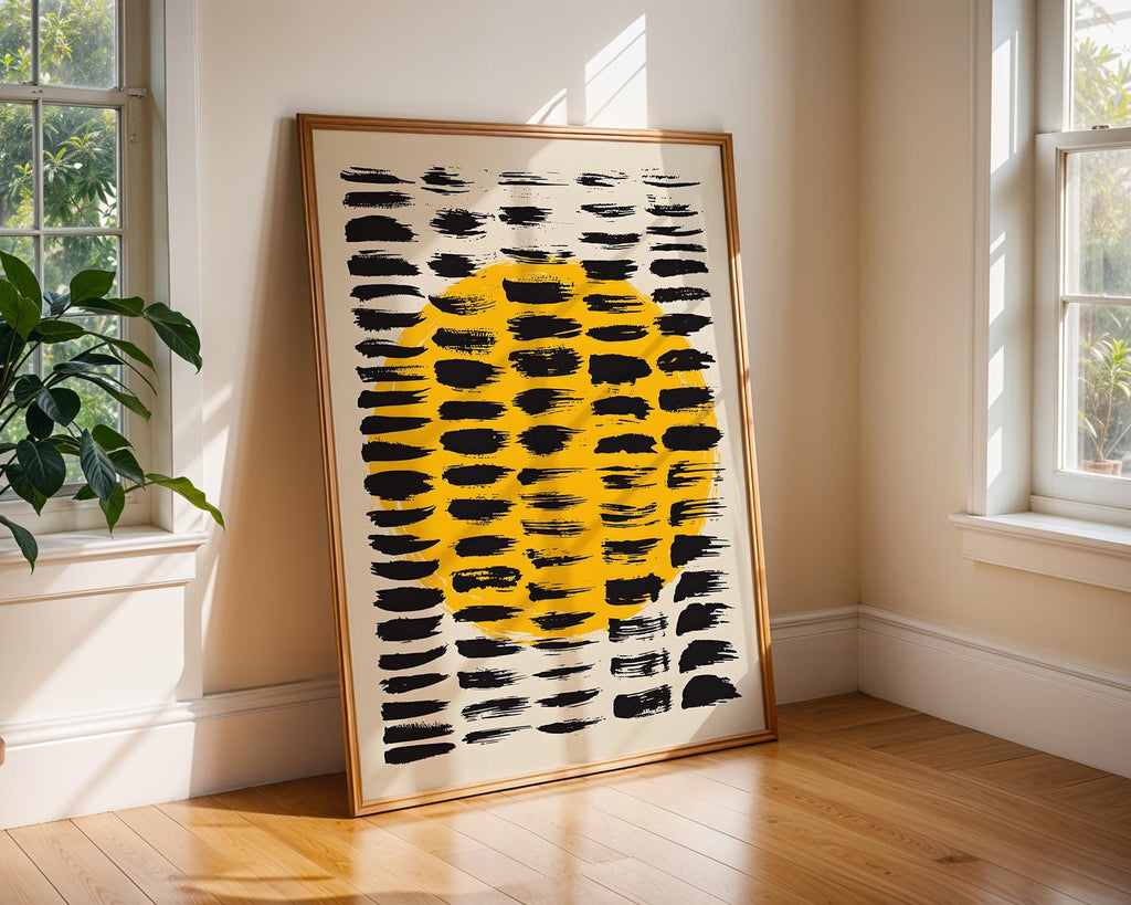 Yellow Sun Abstract Print | Modern Brushstroke Wall Art wall art print, modern home decor, unframed artwork by Nomad & Nest