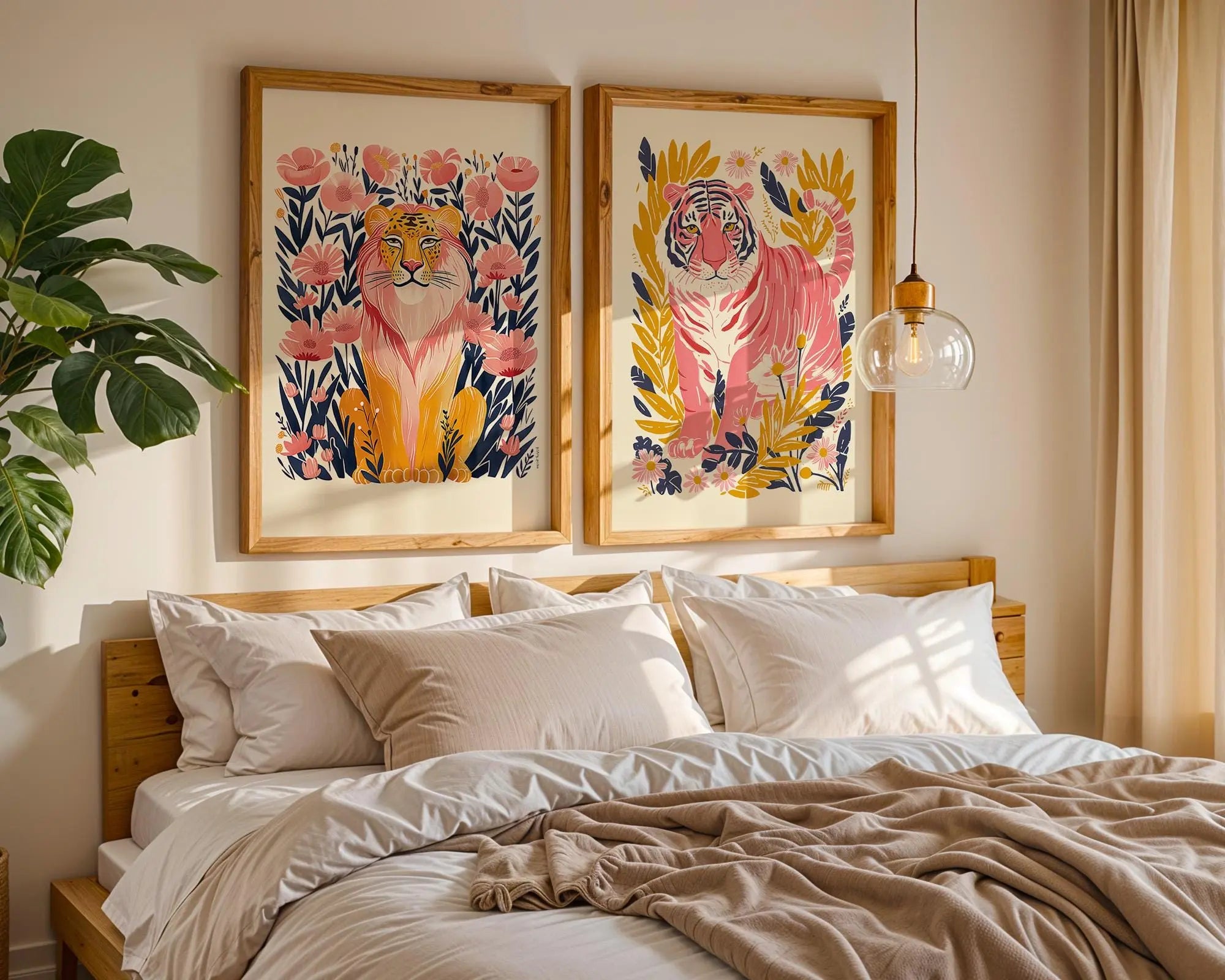 Colourful Prints | Jungle Tiger Print • Tropical Wall Art Duo wall art print, modern home decor, unframed artwork by Nomad & Nest