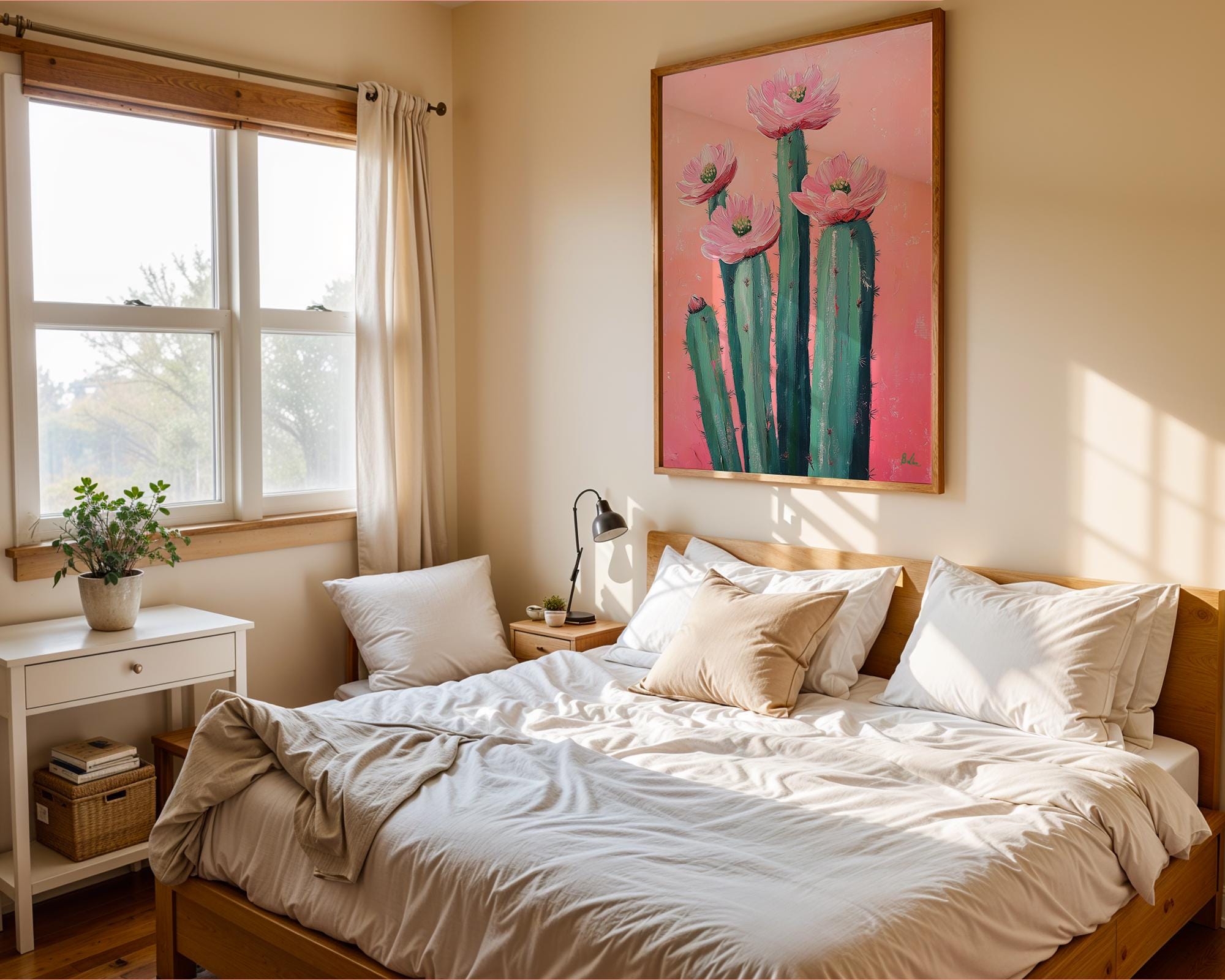 Pink Cactus Flower Print | Botanical Desert Wall Art wall art print, modern home decor, unframed artwork by Nomad & Nest