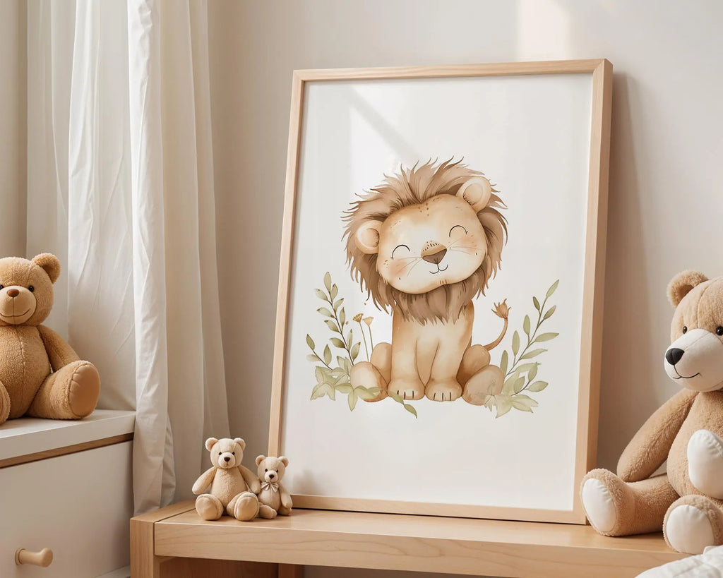 Playroom Ideas | Lion Nursery Wall Art | Jungle Animal Baby Cub Illustration wall art print, modern home decor, unframed artwork by Nomad & Nest